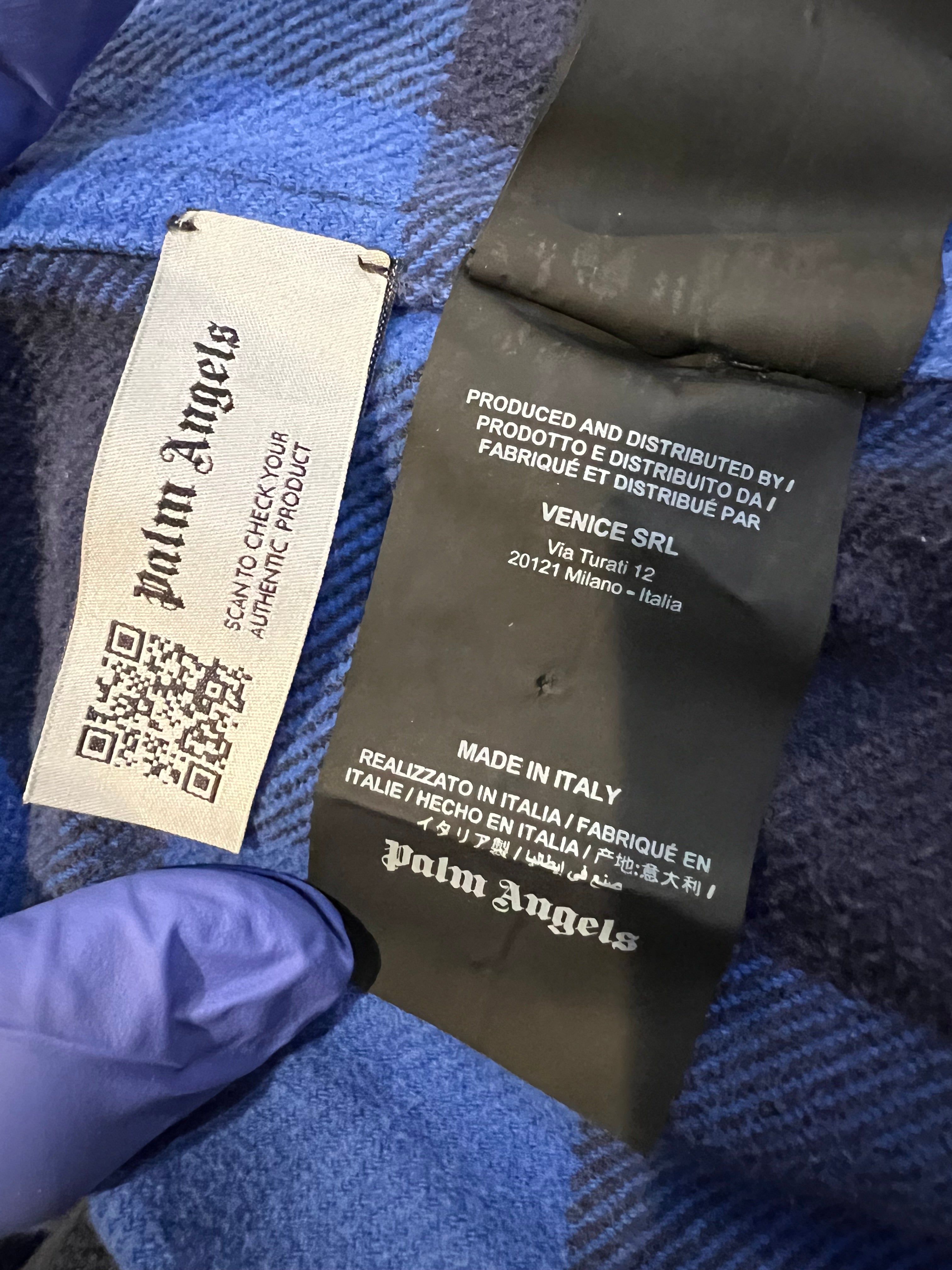 Palm Angels Blue Logo Plaid Heavyweight Shirt 4