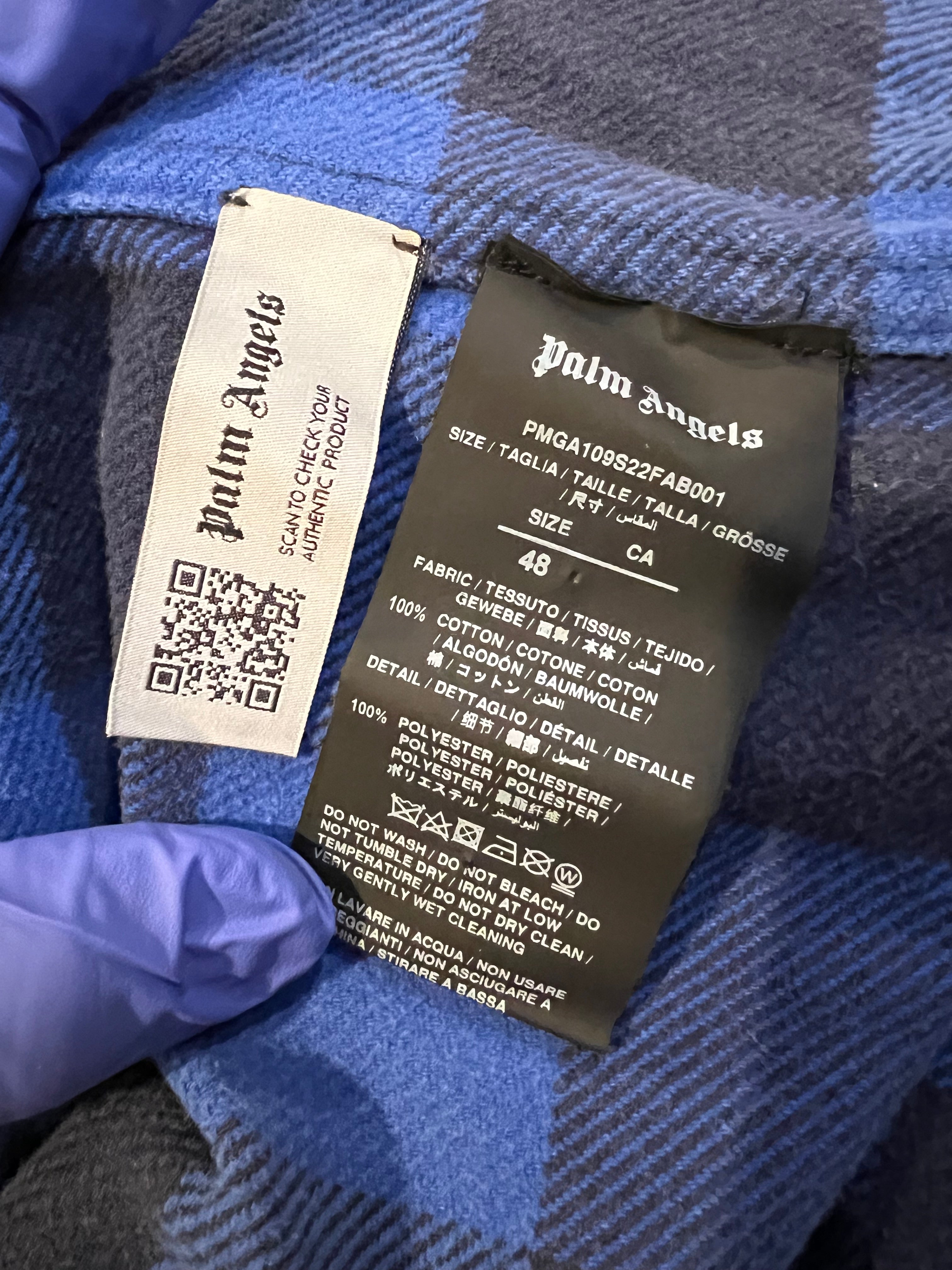 Palm Angels Blue Logo Plaid Heavyweight Shirt 5