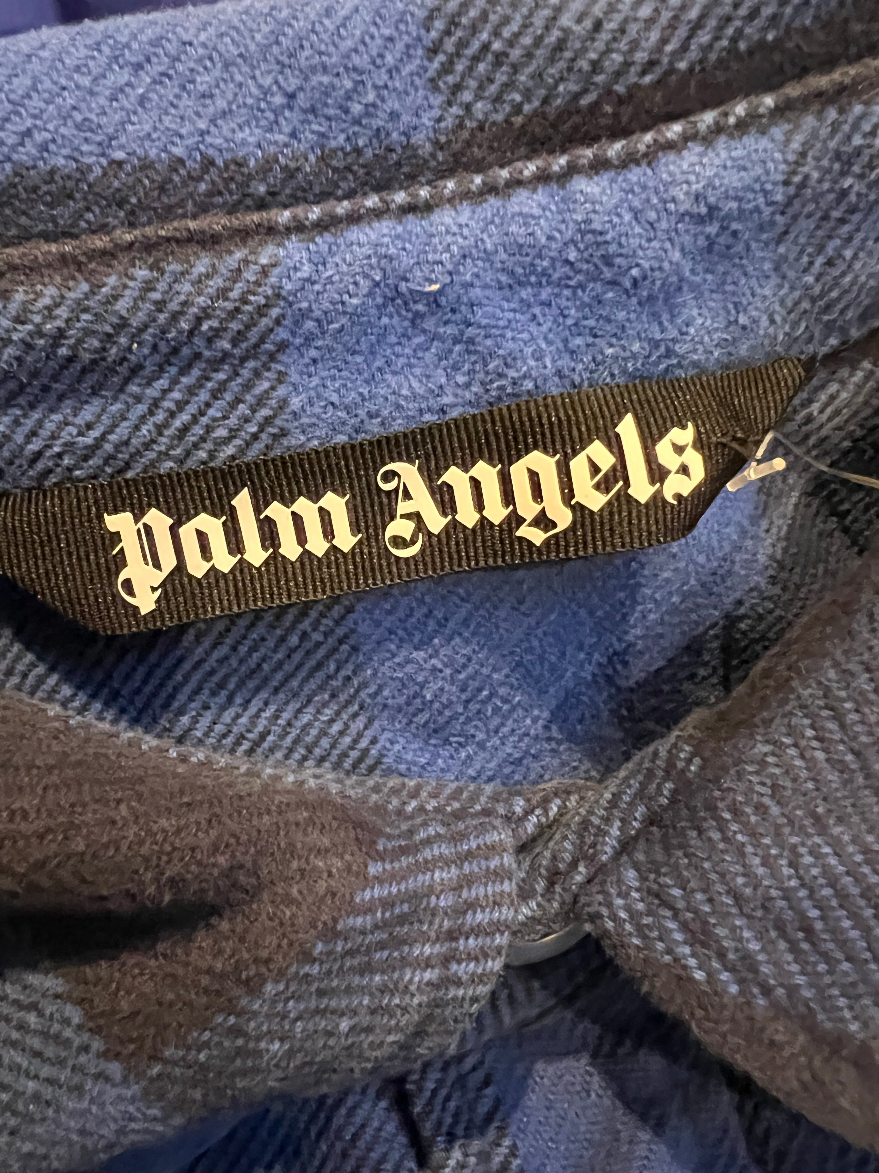 Palm Angels Blue Logo Plaid Heavyweight Shirt 6