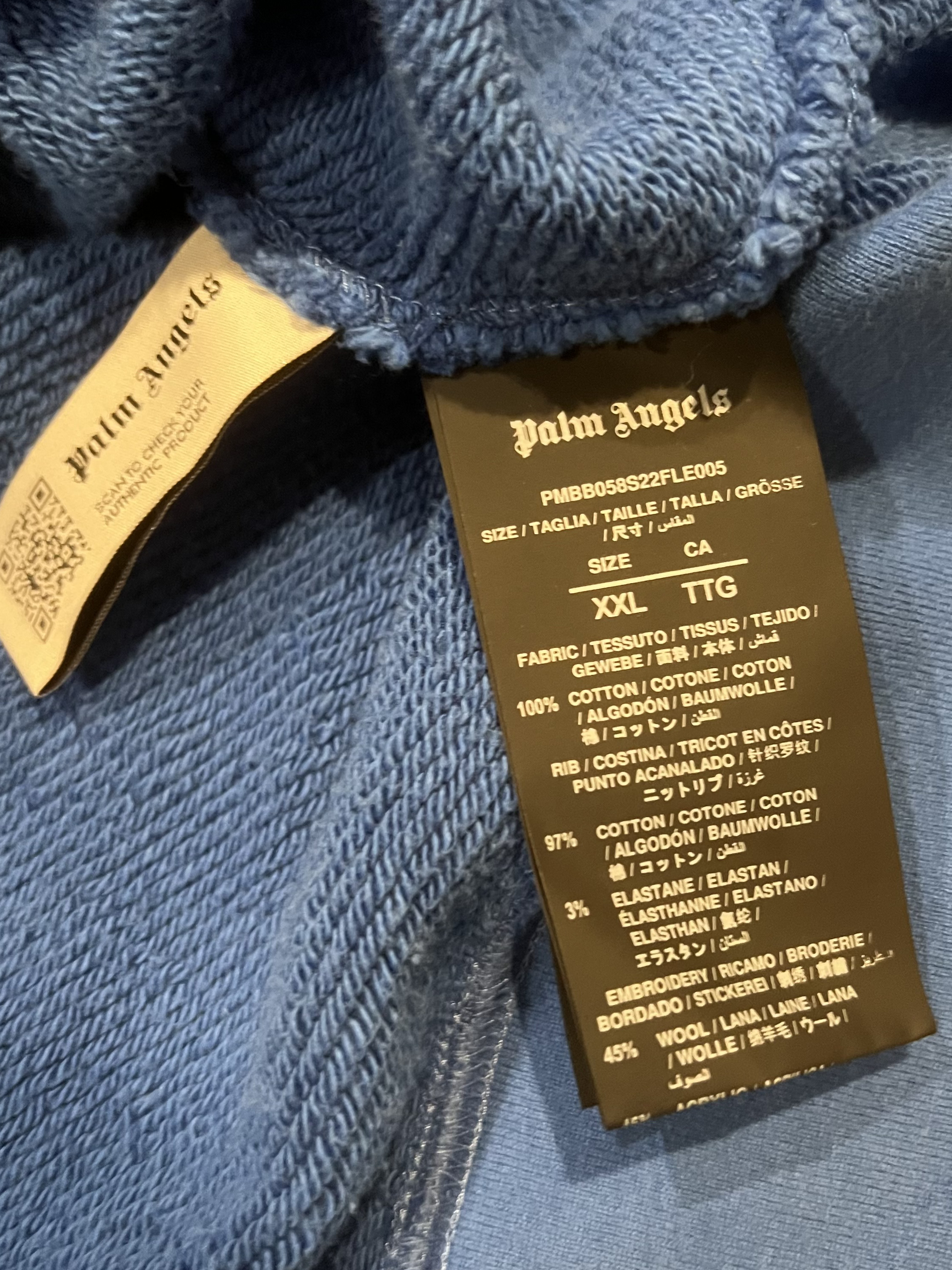 Palm Angels Blue Shark Chenille Hoodie 4