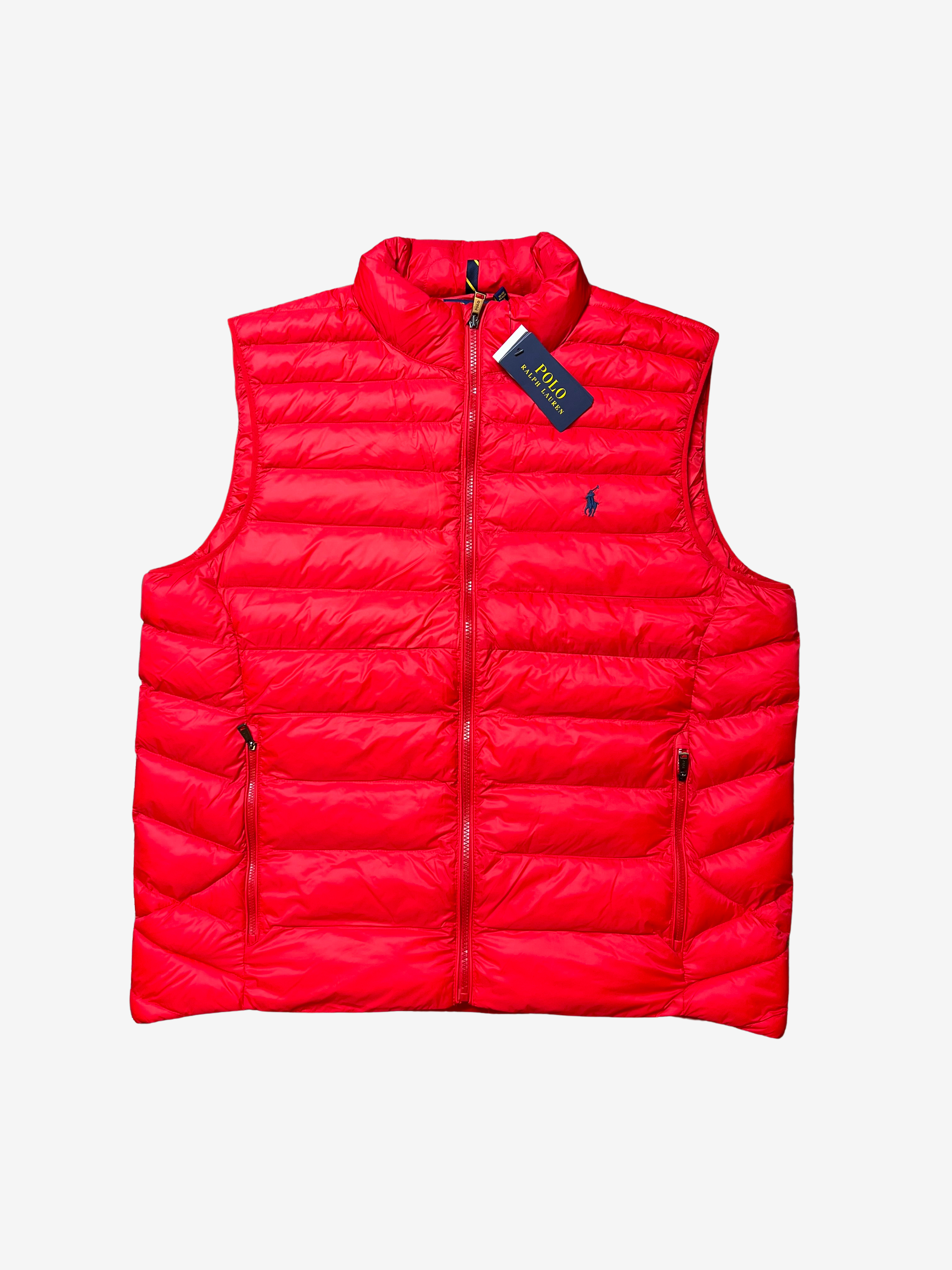 Polo Ralph Lauren Red Bubble Navy Pony Puffer Vest