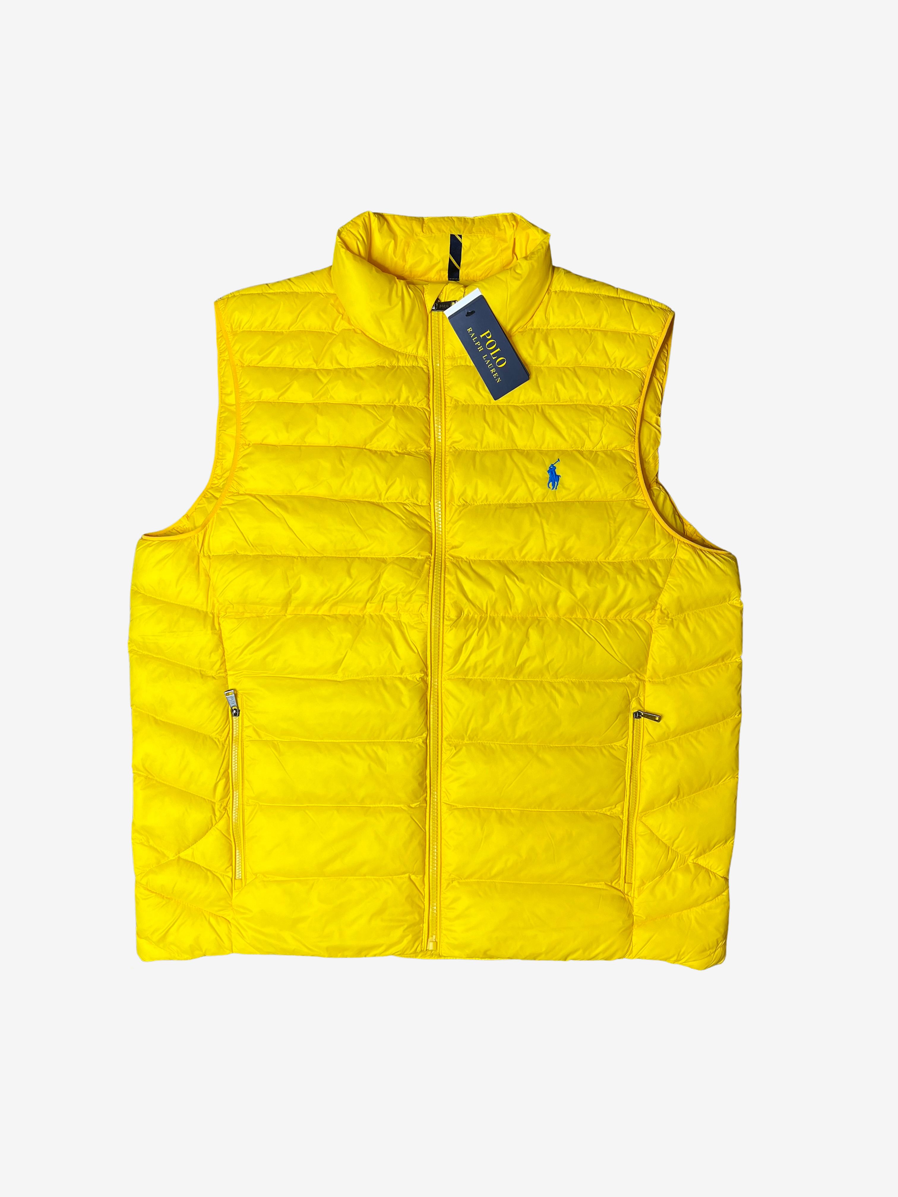 Polo Ralph Lauren Yellow Bubble Blue Pony Puffer Vest
