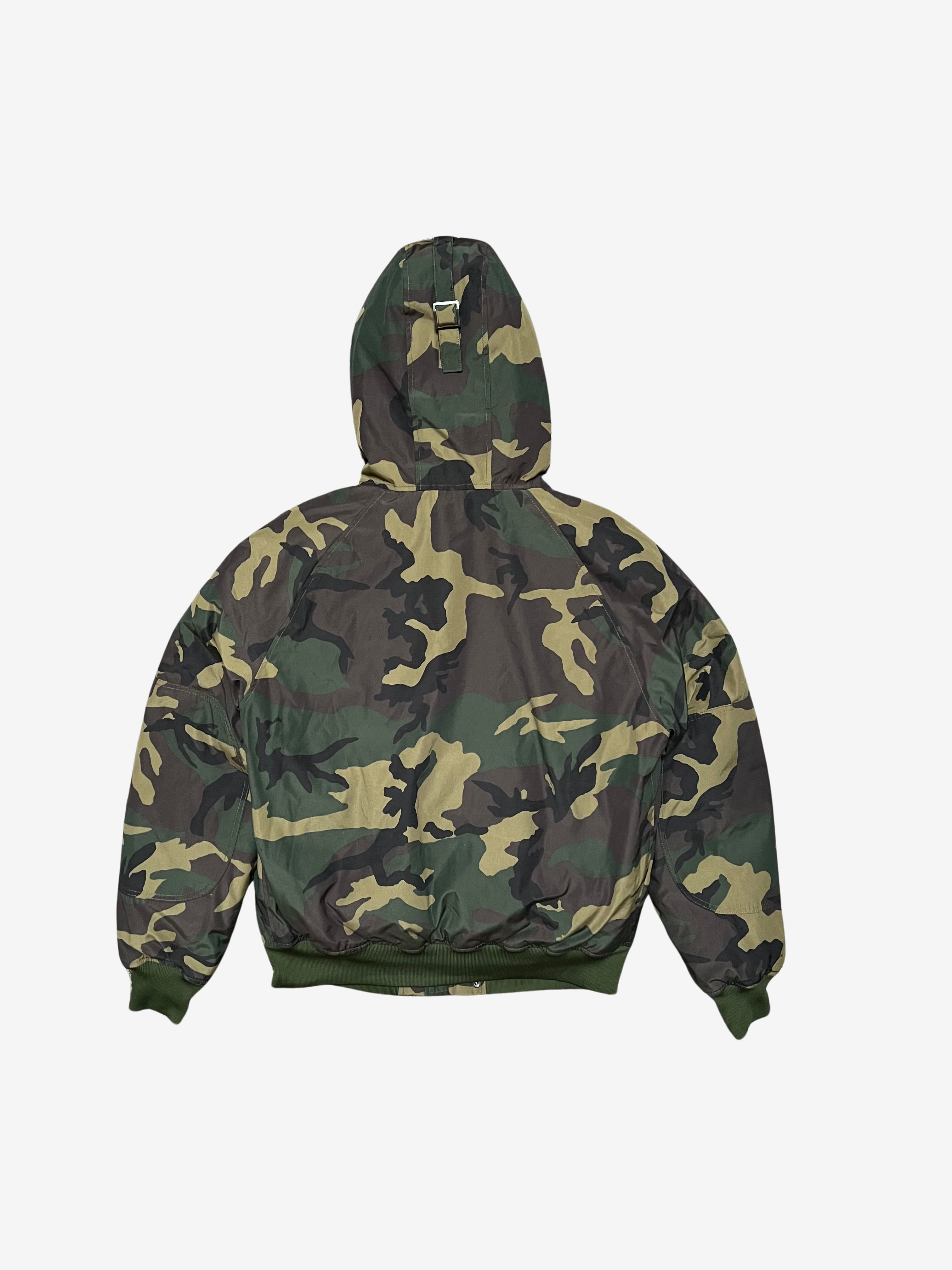 Green Camo Fur Hoodie Puffer Jacket