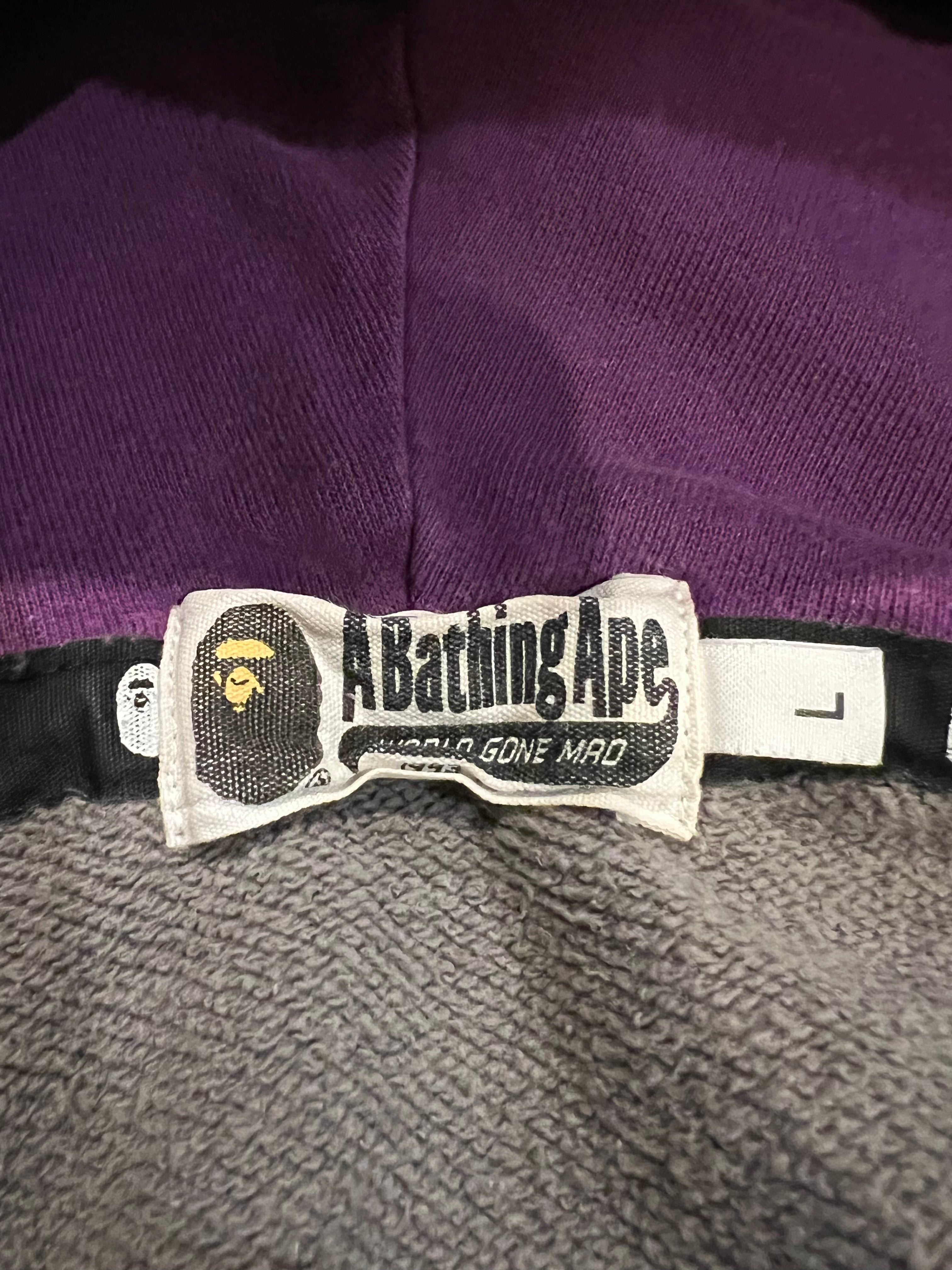 BAPE Black Double Purple Camo Tiger Shark Full Zip Up Shark Hoodie 12