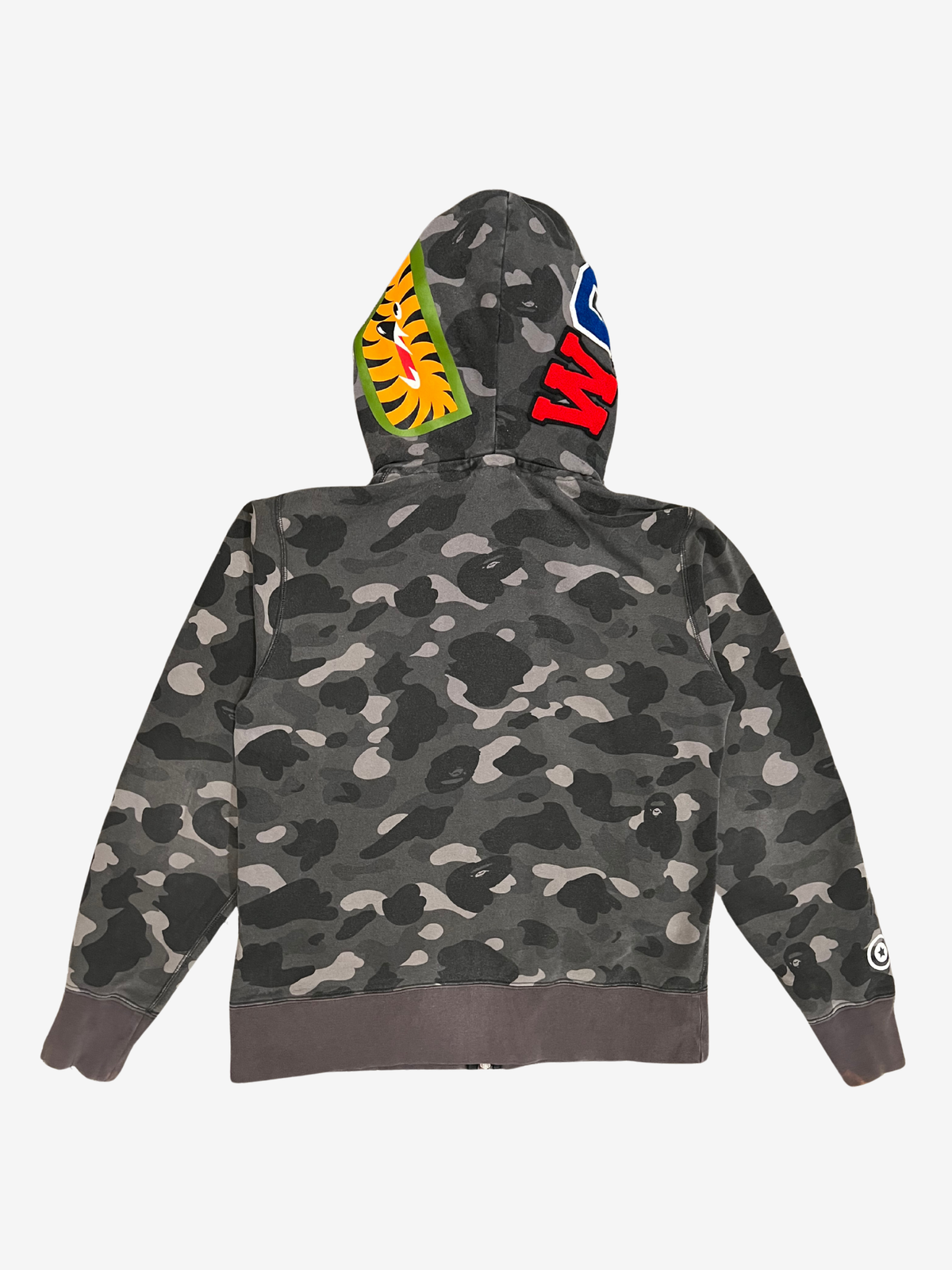 BAPE Black Double Purple Camo Tiger Shark Full Zip Up Shark Hoodie 2
