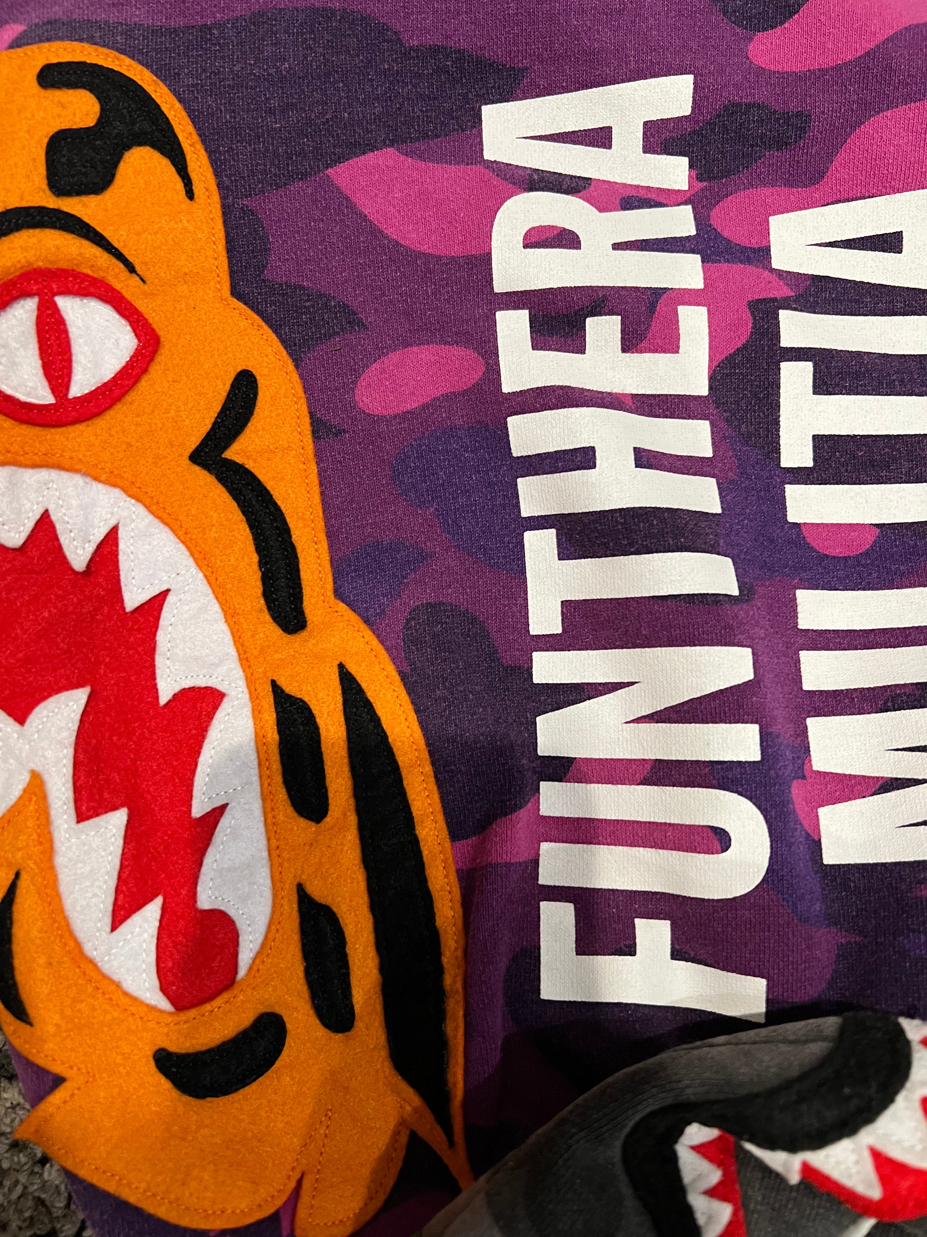 BAPE Black Double Purple Camo Tiger Shark Full Zip Up Shark Hoodie 7