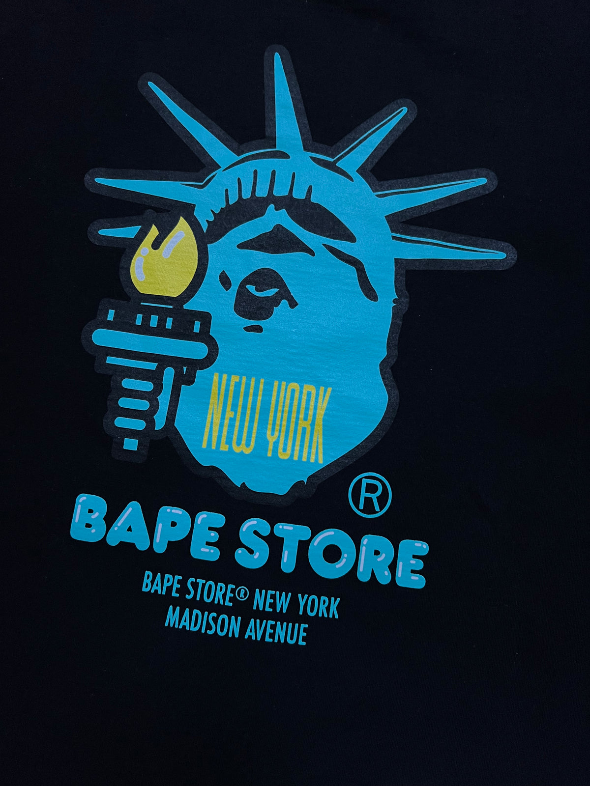 BAPE Black NYC Madison Avenue Ape Logo T-Shirt 3