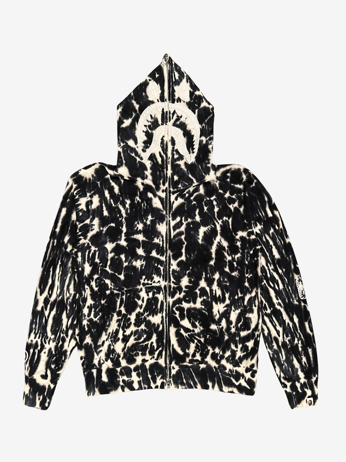 BAPE Black Tie Dye PONR Full Zip Up Shark Hoodie