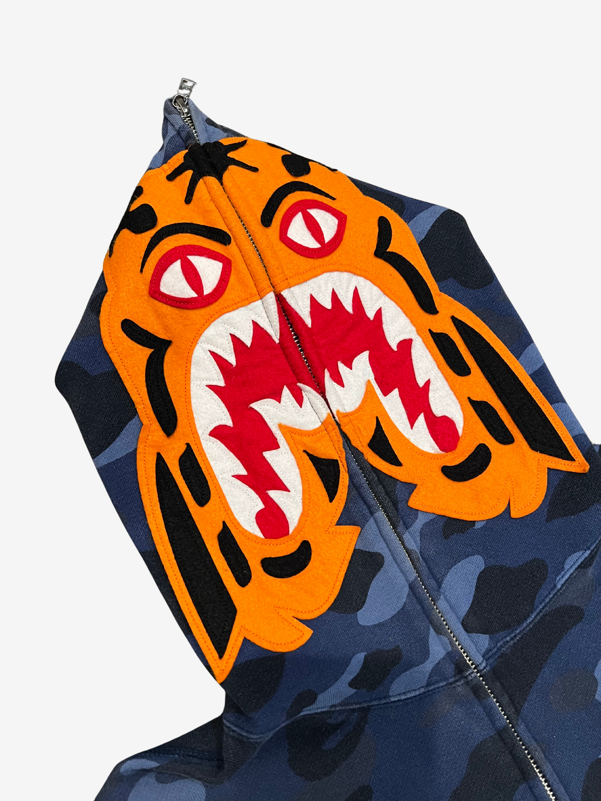 BAPE Blue Camo Tiger Shark Full Zip Up Shark Hoodie 3