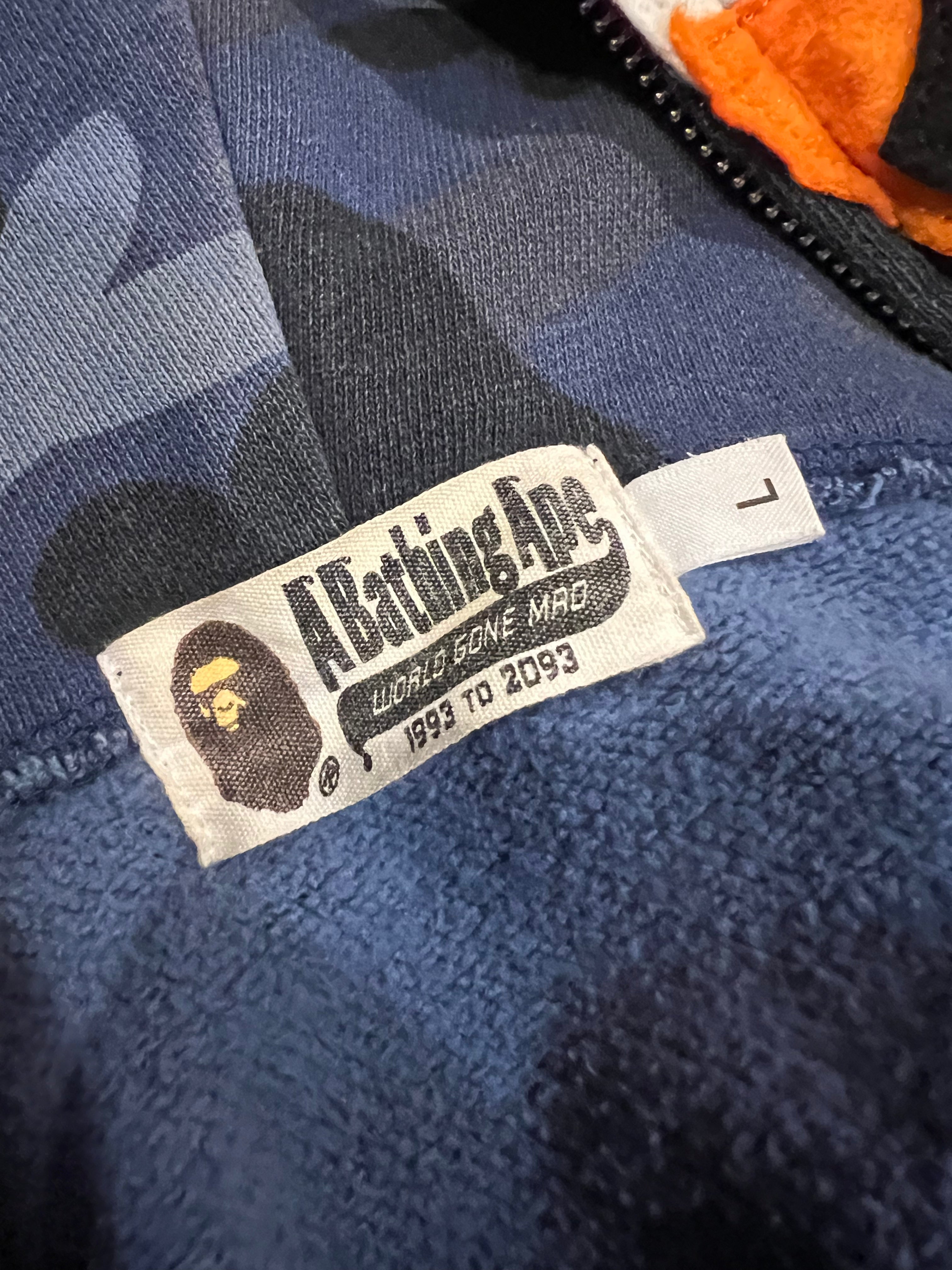 BAPE Blue Camo Tiger Shark Full Zip Up Shark Hoodie 7