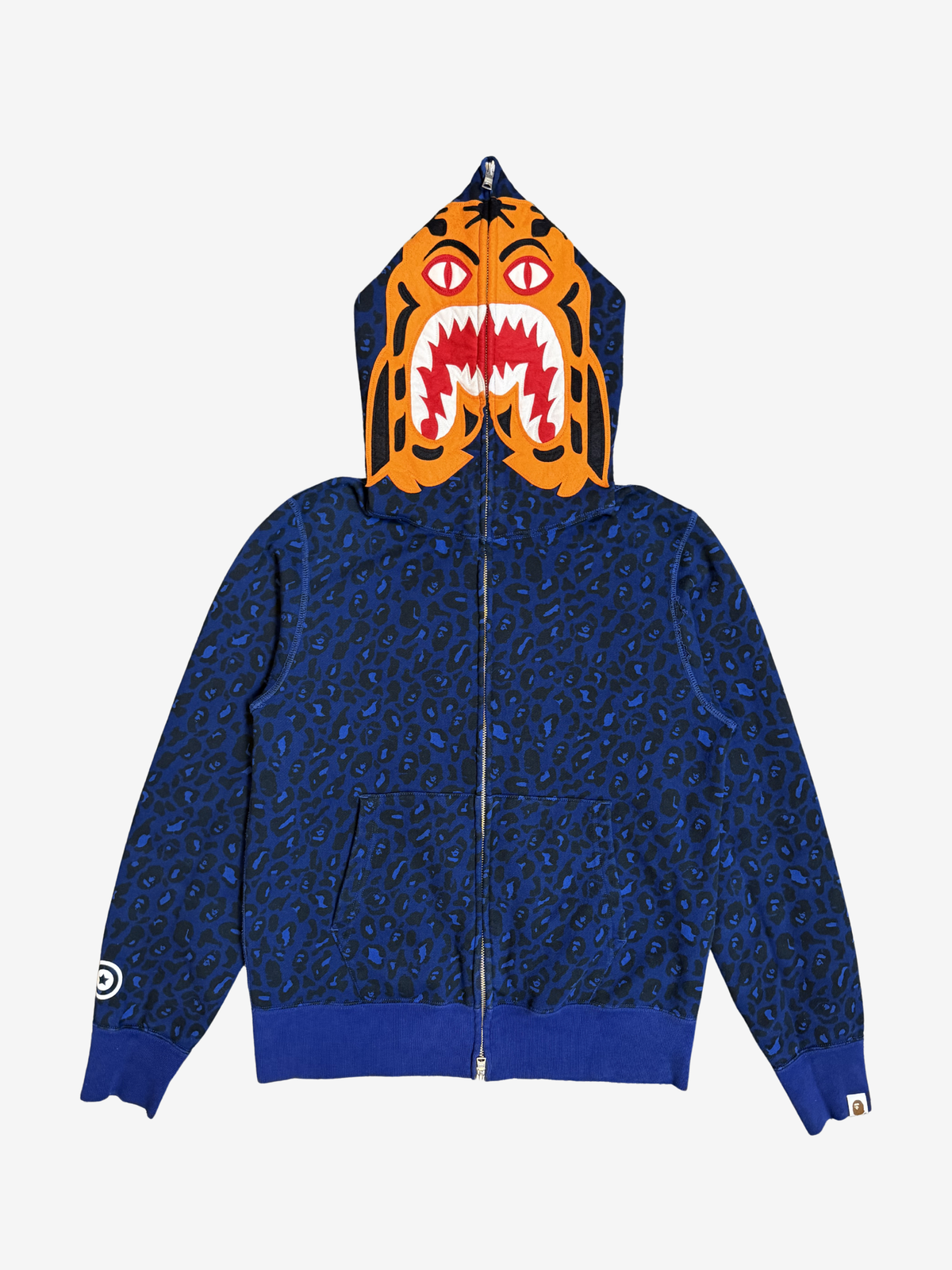 BAPE Blue Cheetah Camo Tiger Shark Full Zip Up Shark Hoodie