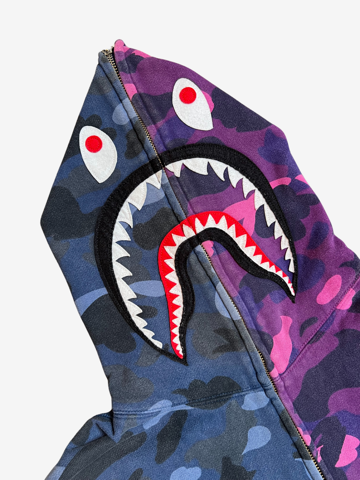 BAPE Blue/Purple Split Camo Full Zip Up Shark Hoodie 3