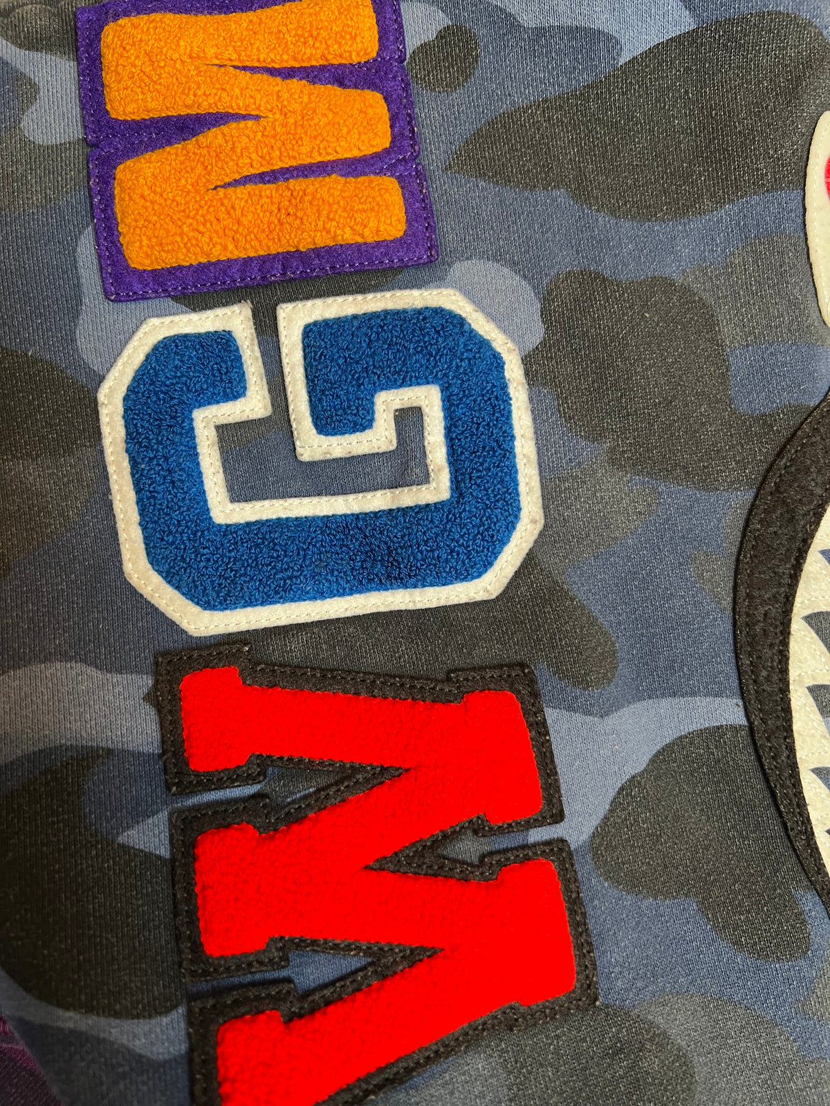 BAPE Blue/Purple Split Camo Full Zip Up Shark Hoodie 4
