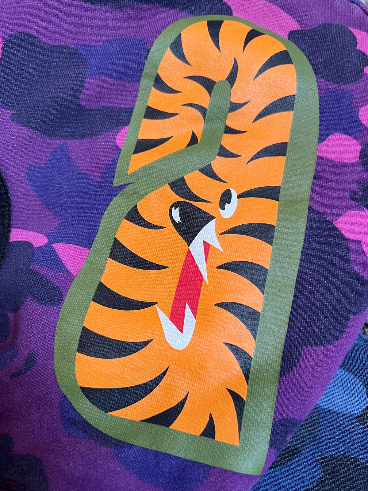 BAPE Blue/Purple Split Camo Full Zip Up Shark Hoodie 5