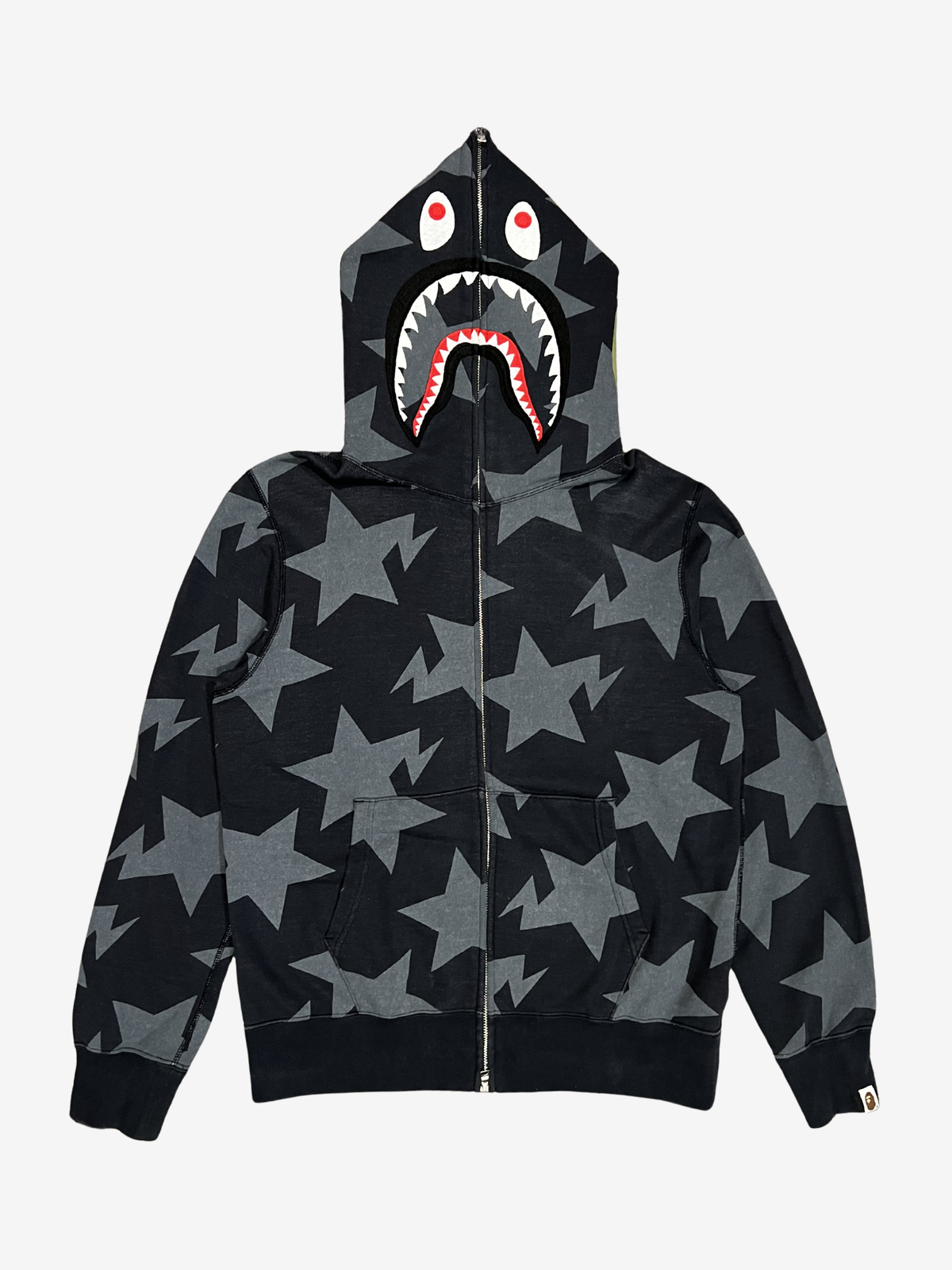 BAPE Blue Sta All Over Star Print Full Zip Up Shark Hoodie