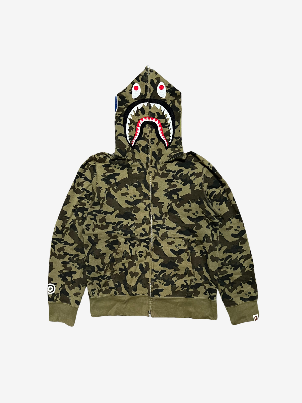 BAPE Green Desert Camo Full Zip Up Shark Hoodie