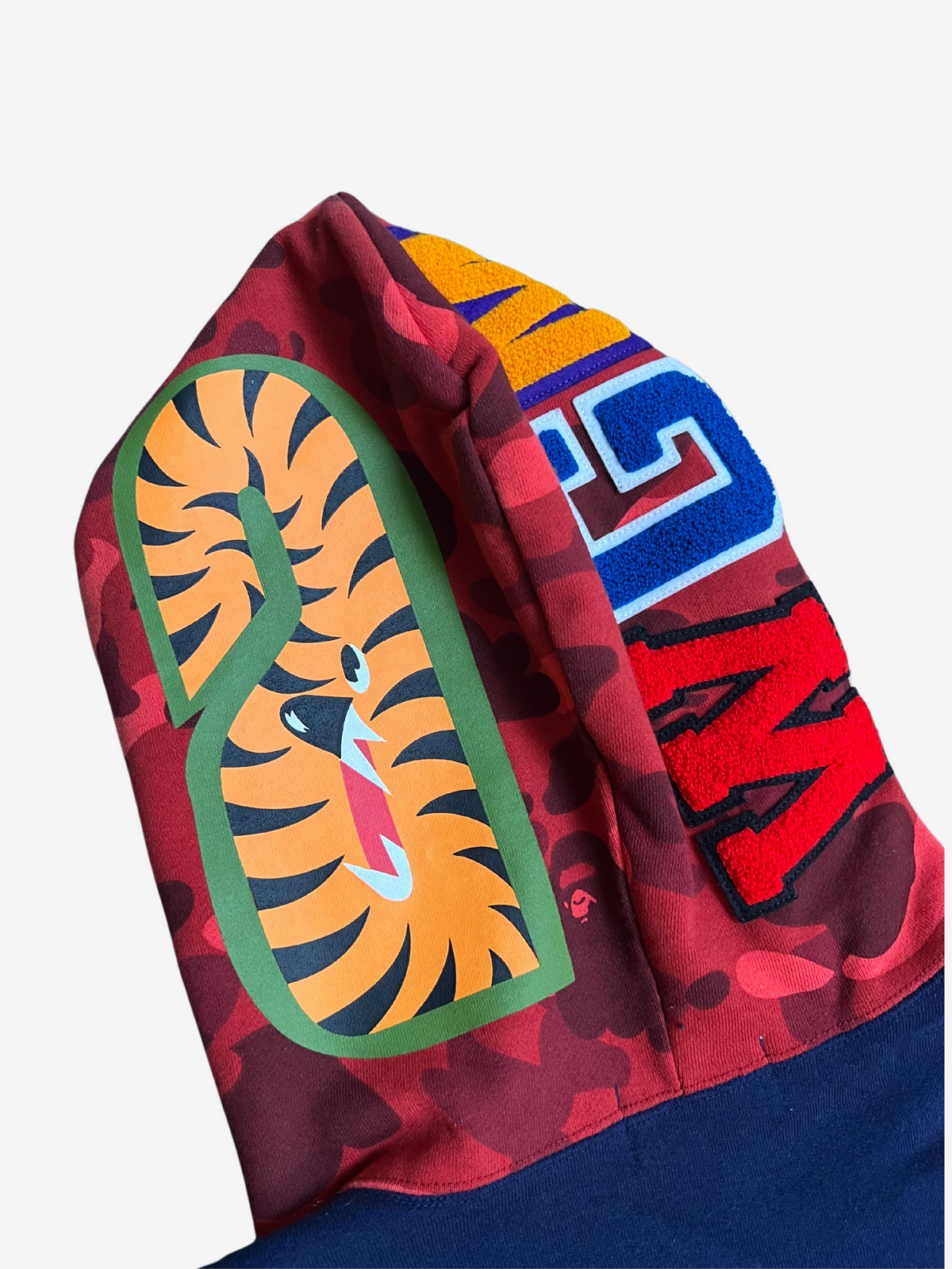 BAPE Navy Red Camo Head Sleeveless Full Zip Up Shark Hoodie 4