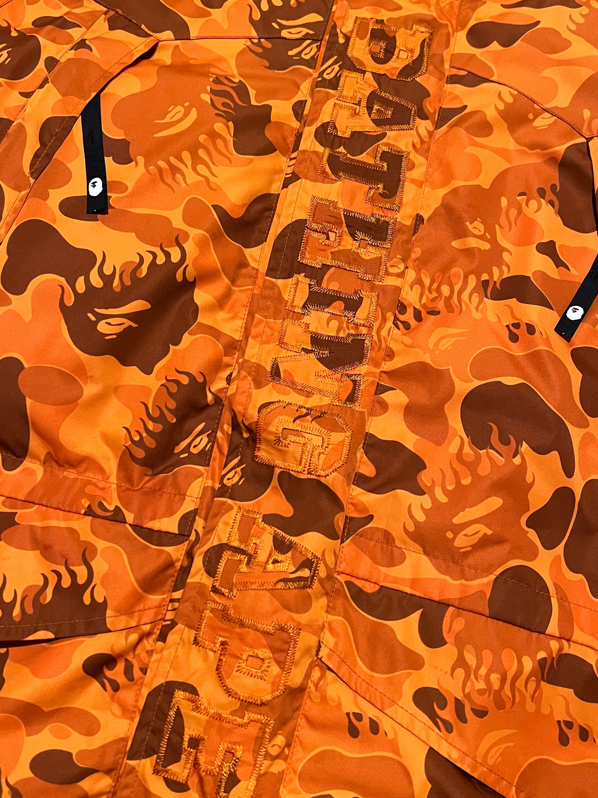 BAPE Orange Nigo Flame Camo Snowboarding Jacket 4