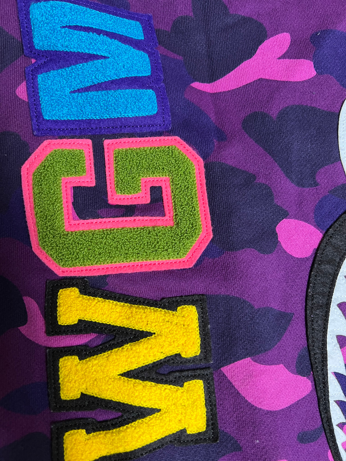 BAPE Purple 2007 Nigo NSF Camo Full Zip Up Shark Hoodie 7