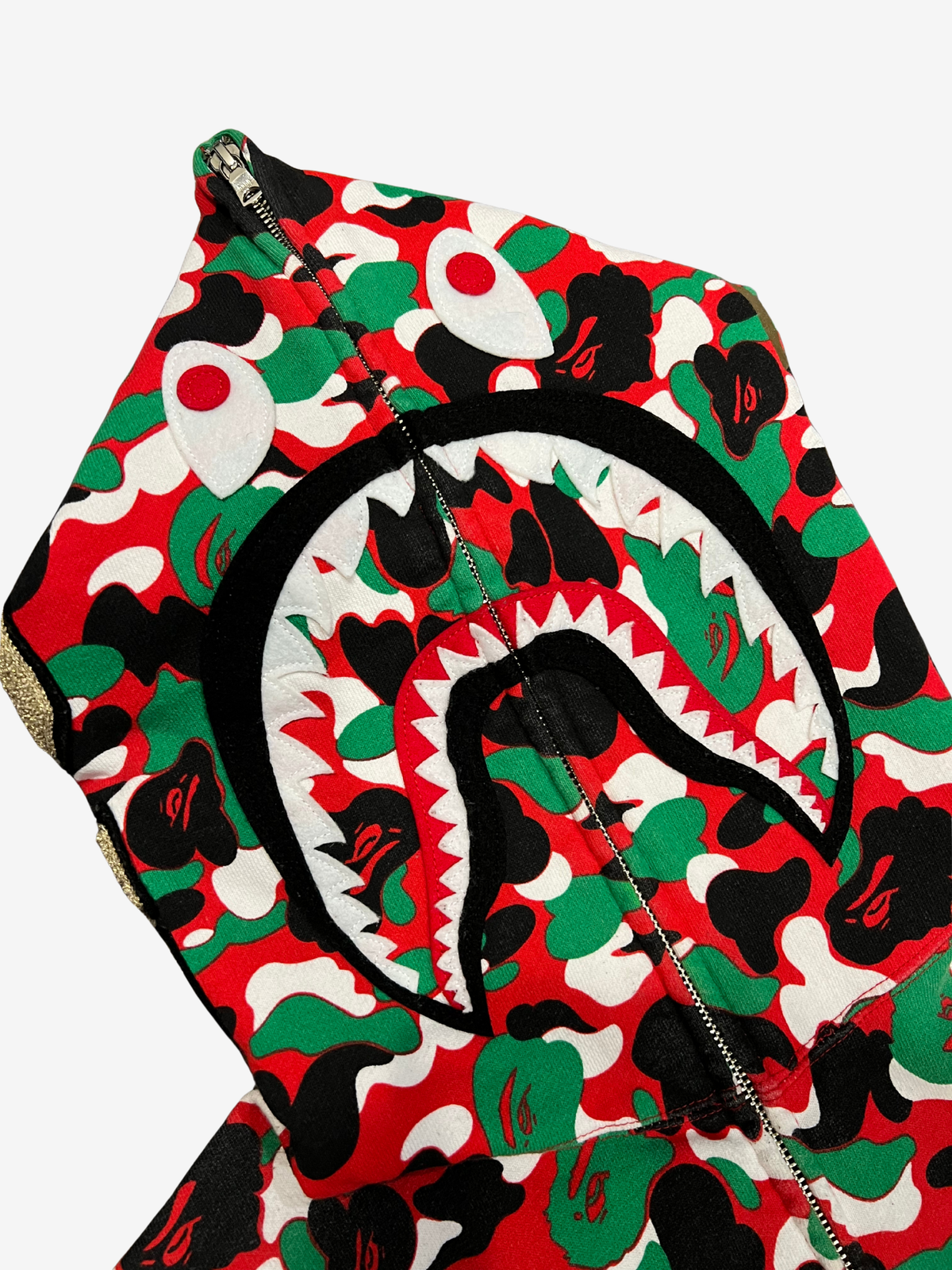 BAPE Red/Green 2024 Dubai Store Exclusive Camo Full Zip Up Shark Hoodie 3