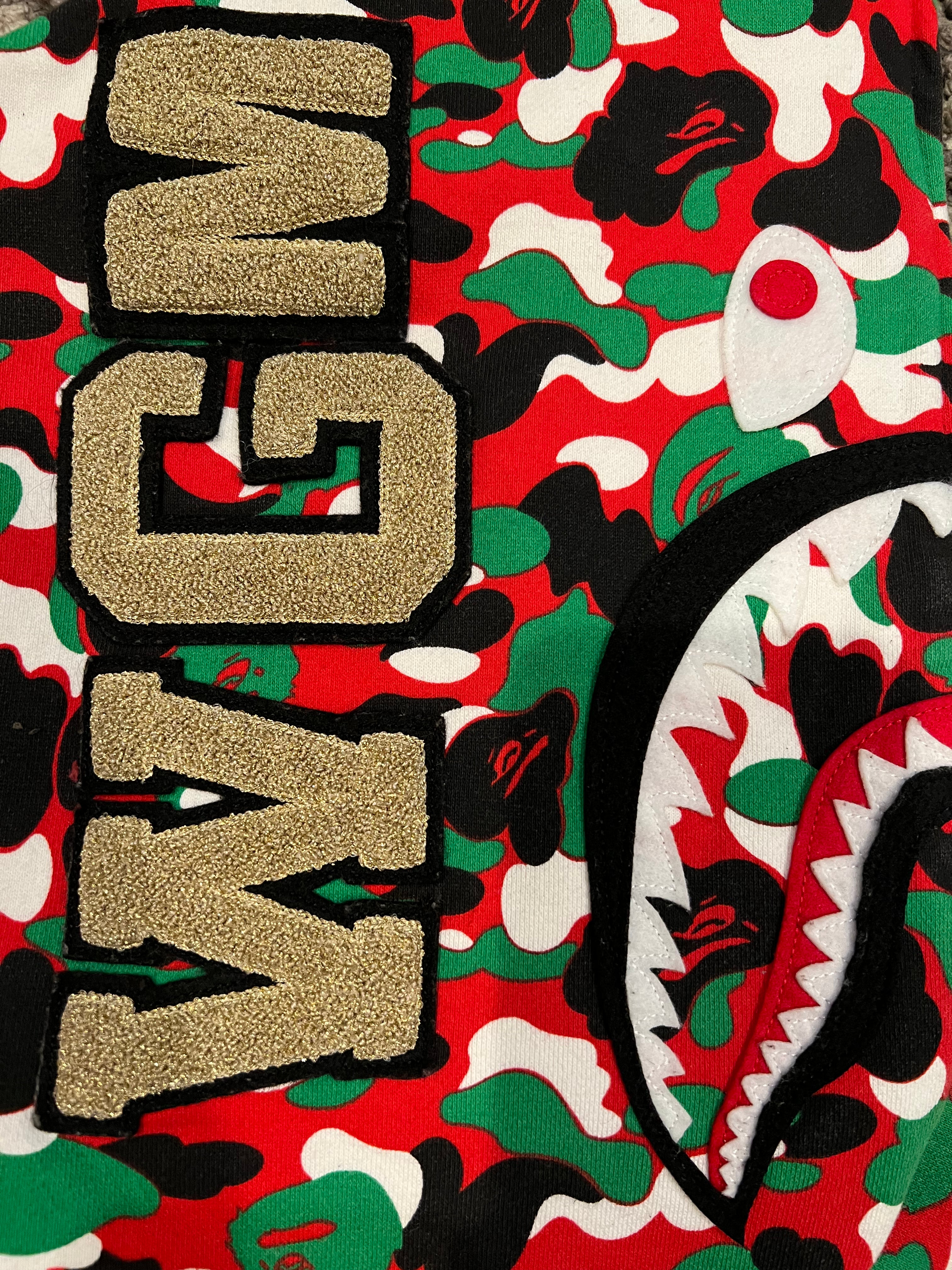 BAPE Red/Green 2024 Dubai Store Exclusive Camo Full Zip Up Shark Hoodie 4