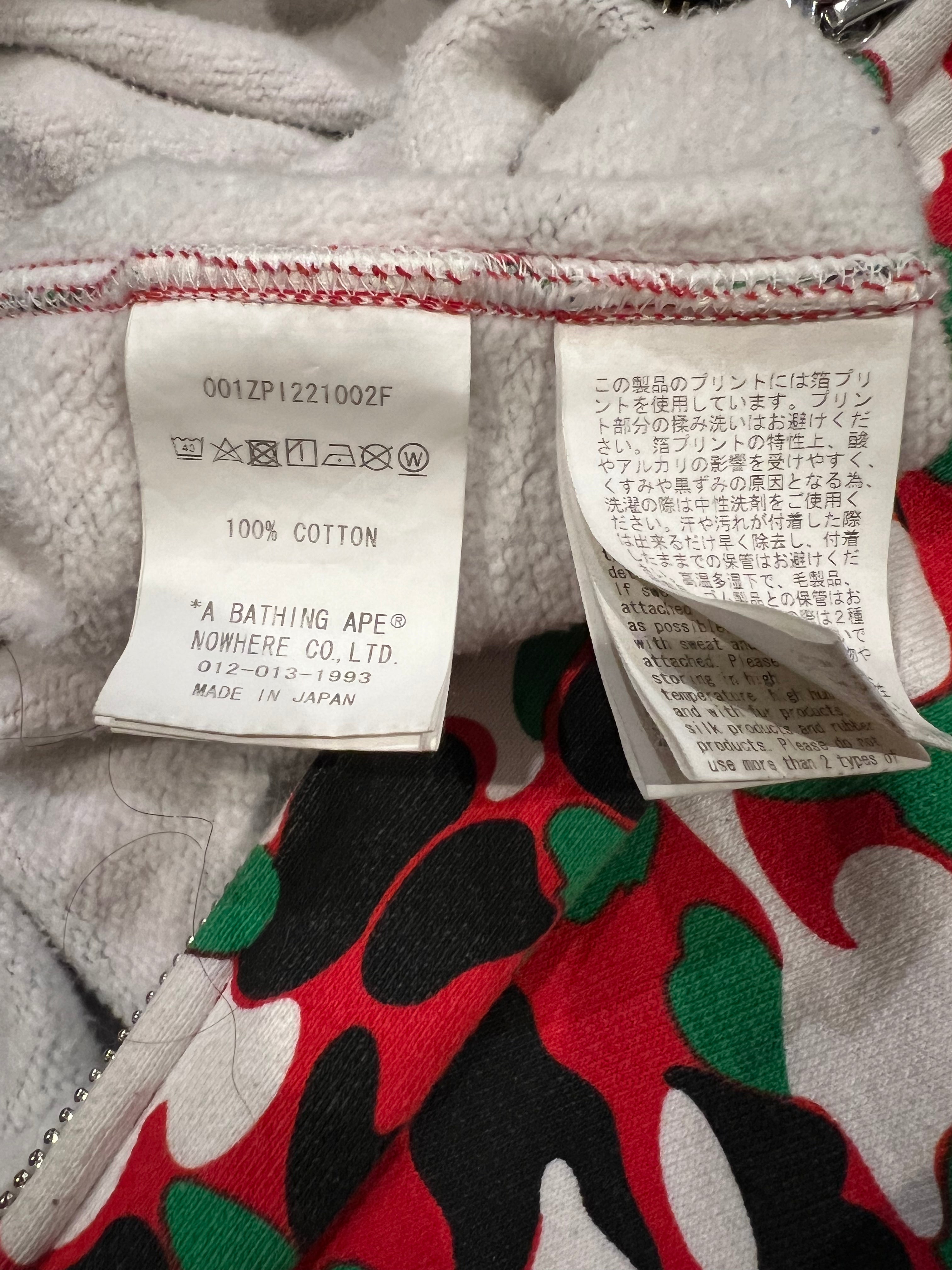BAPE Red/Green 2024 Dubai Store Exclusive Camo Full Zip Up Shark Hoodie 9