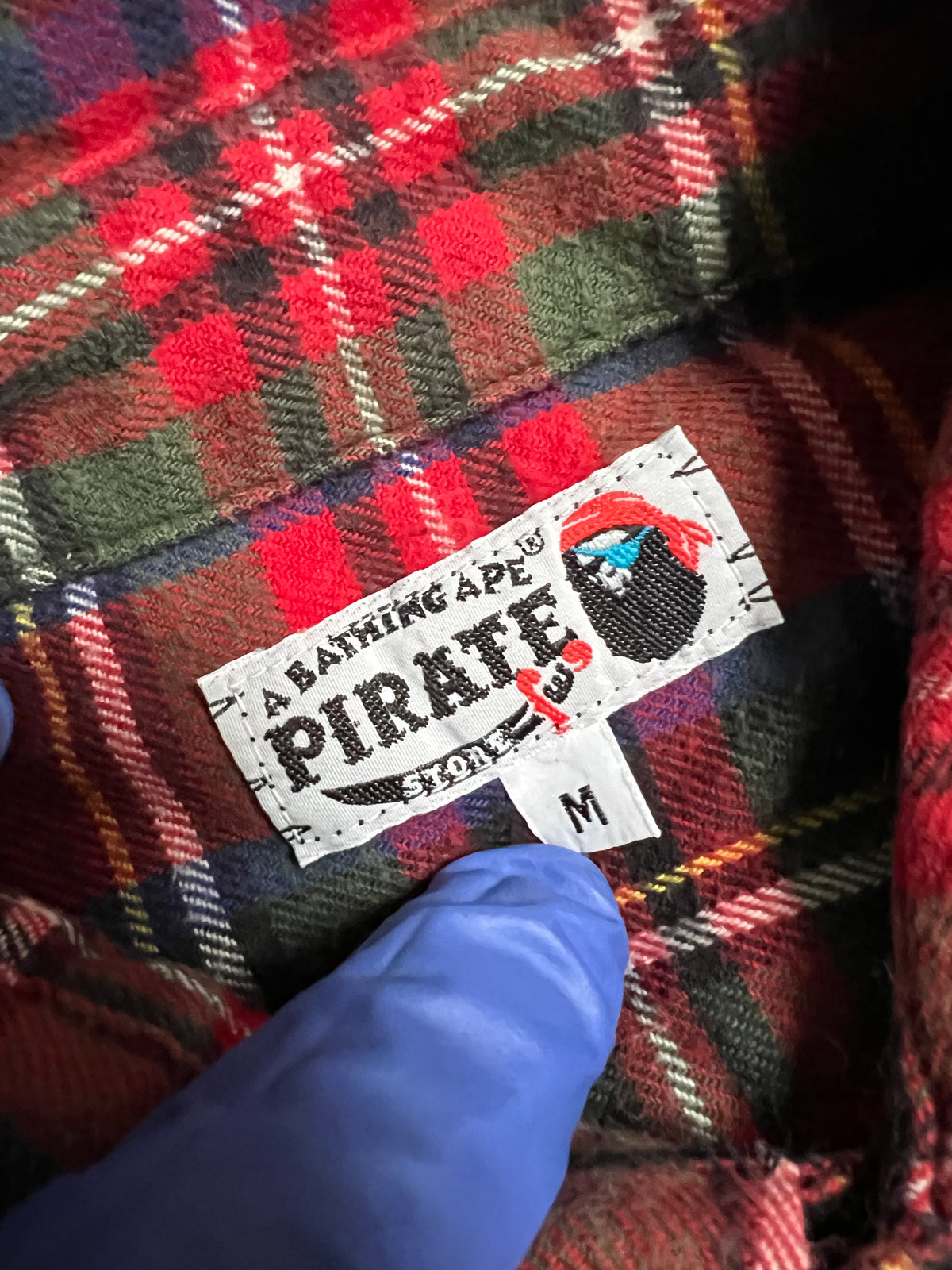 BAPE Red Plaid Pirate Store Button Up Long Sleeve Shirt 3
