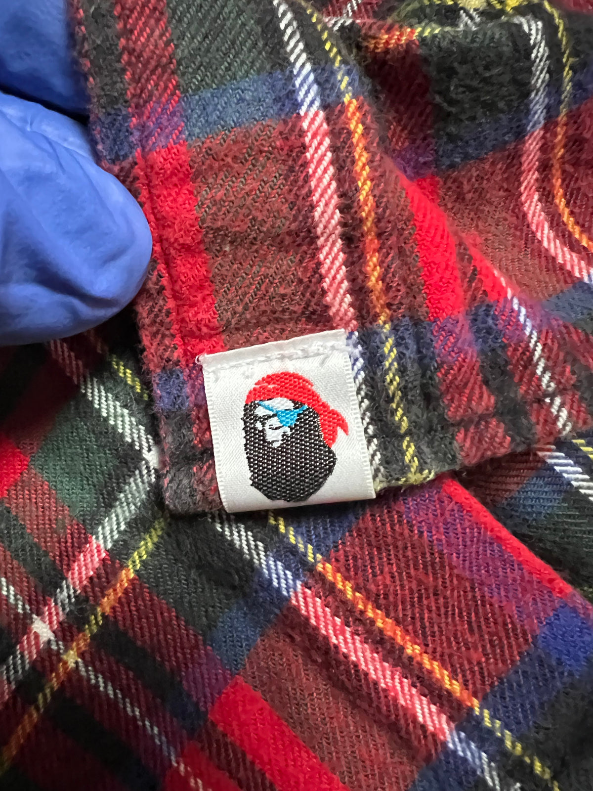 BAPE Red Plaid Pirate Store Button Up Long Sleeve Shirt 4