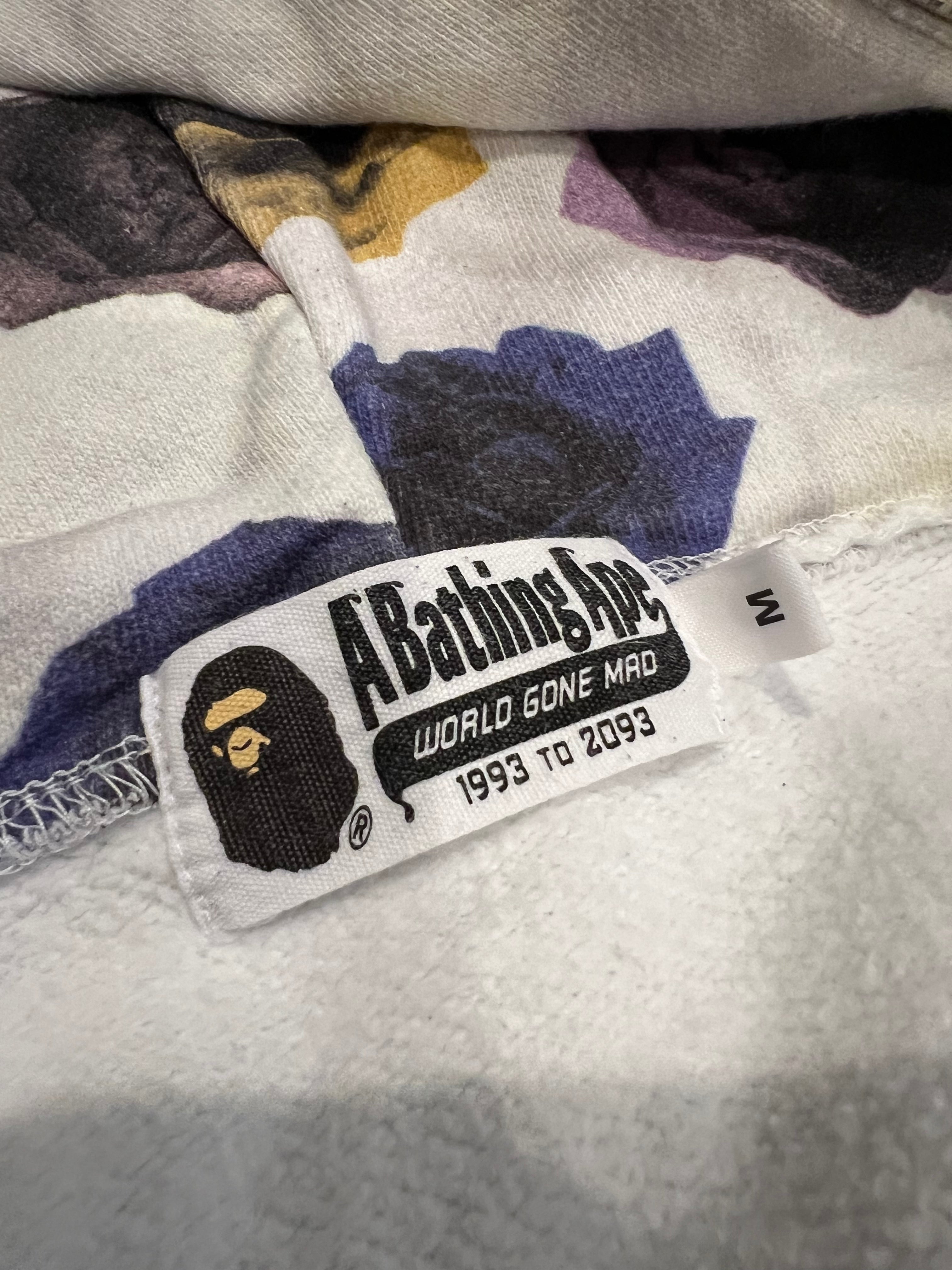 BAPE White Flower Print Full Zip Up Shark Hoodie 6