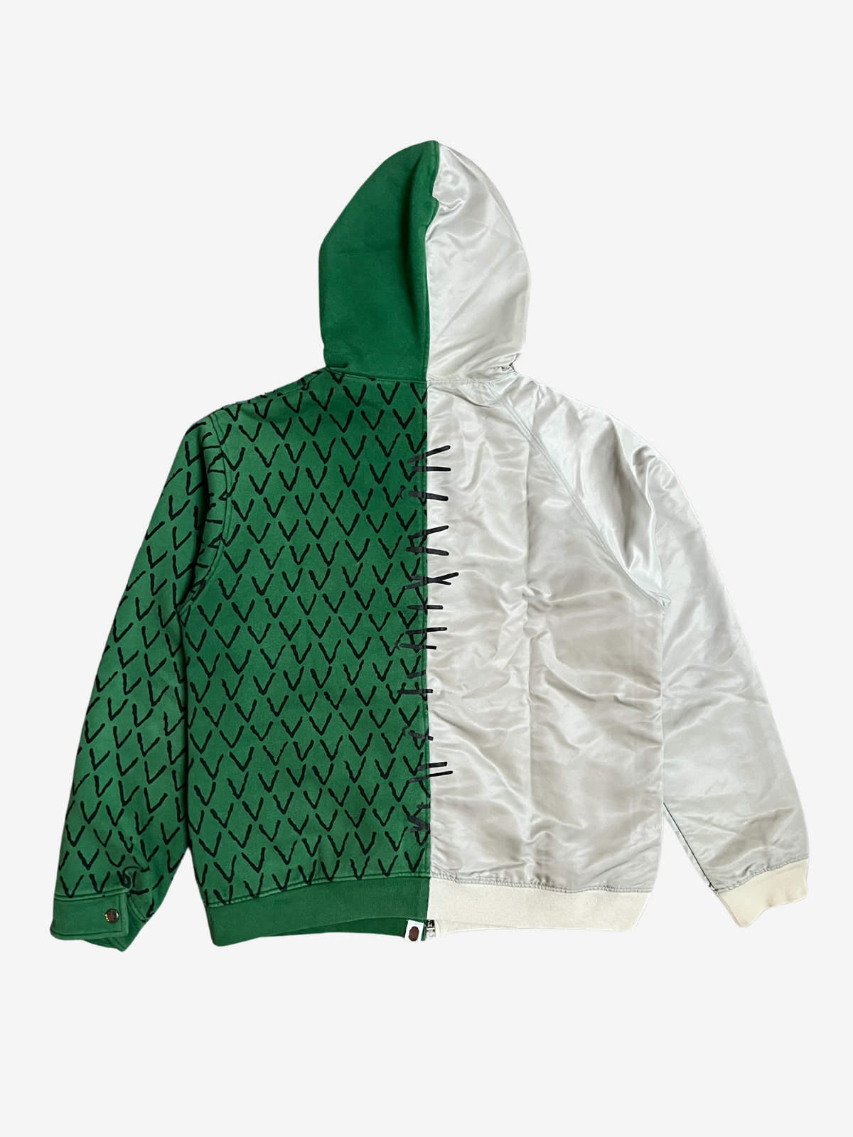 BAPE x Ambush Gray/Green Half Jacket Full Zip Up Shark Hoodie 2