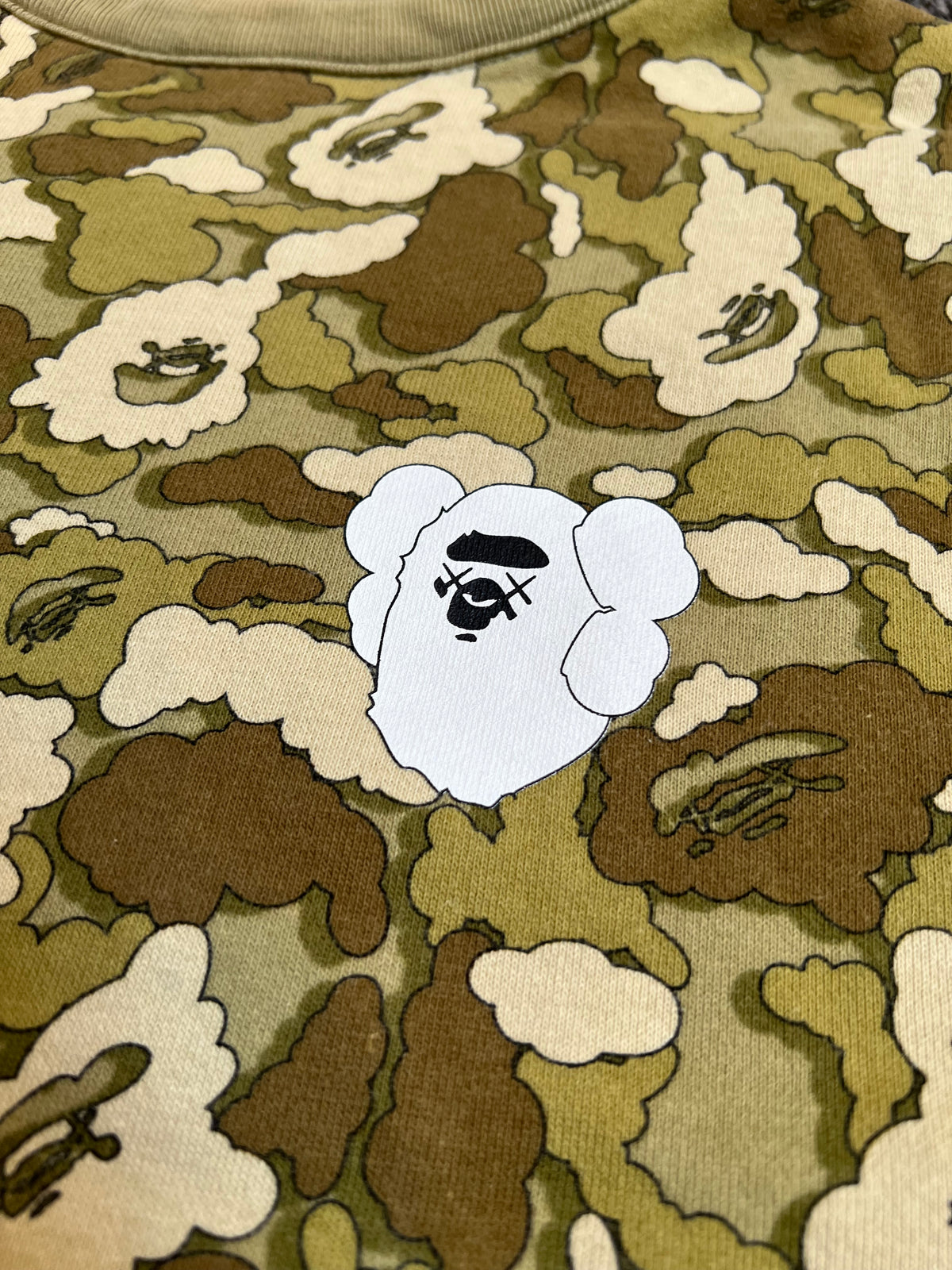 BAPE x Kaws Mustard/Olive Cloud Camo Chomper Reversible Crewneck 5