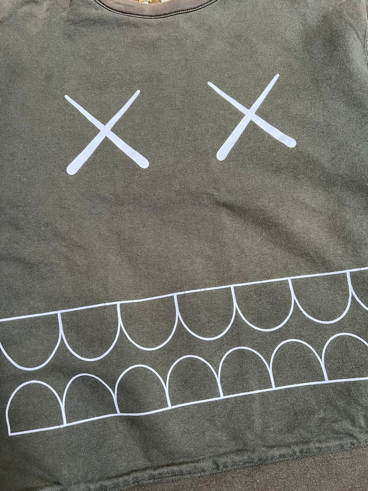 BAPE x Kaws Mustard/Olive Cloud Camo Chomper Reversible Crewneck 9