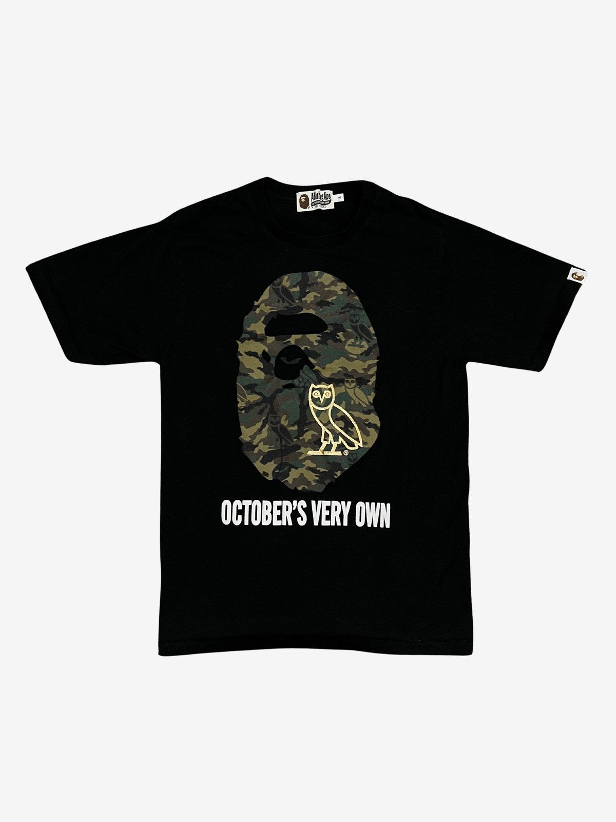 BAPE x OVO Black Owl Camo Ape Head T-Shirt