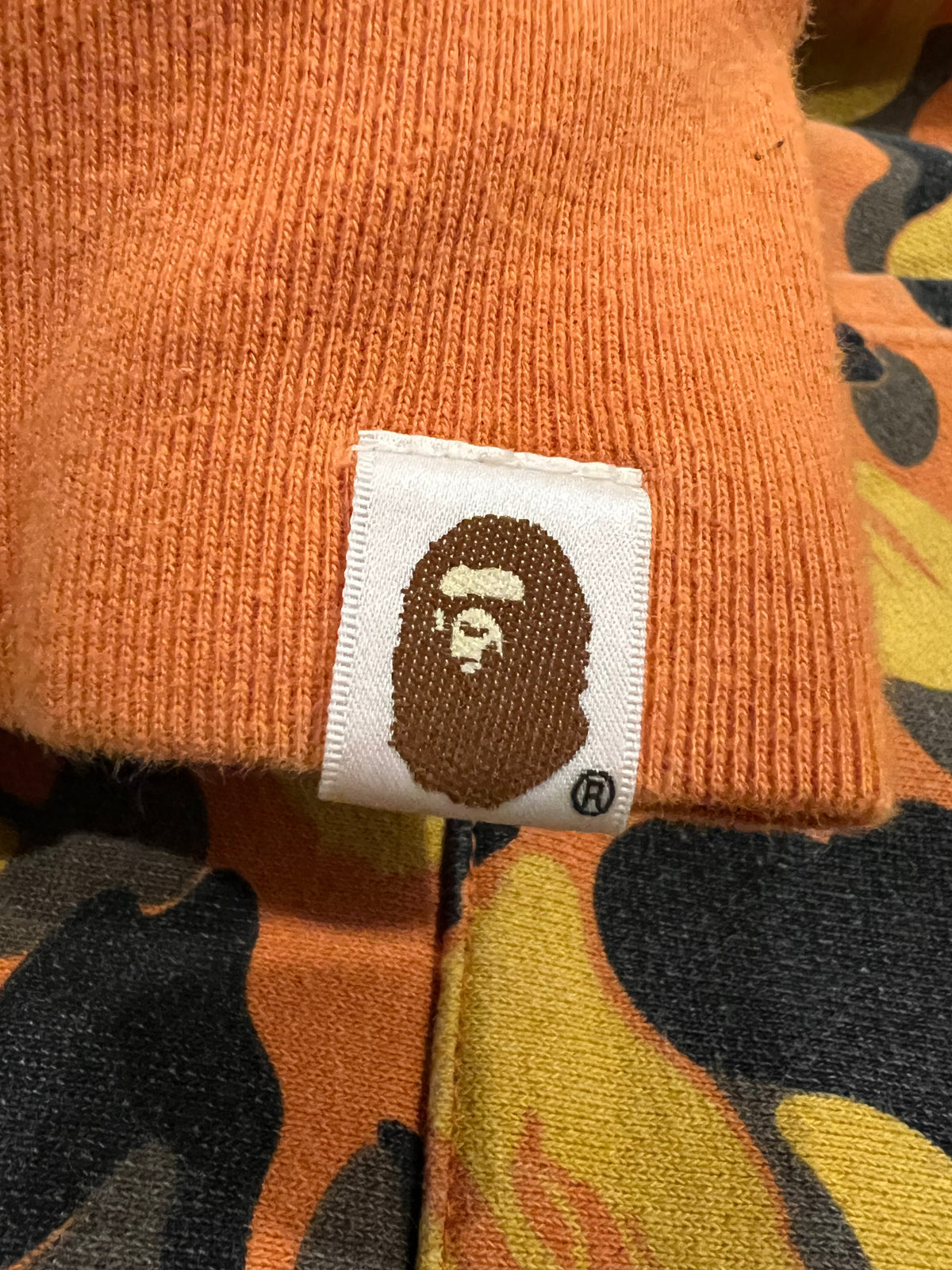 BAPE x XO Orange Camo Pullover Shark Hoodie 6