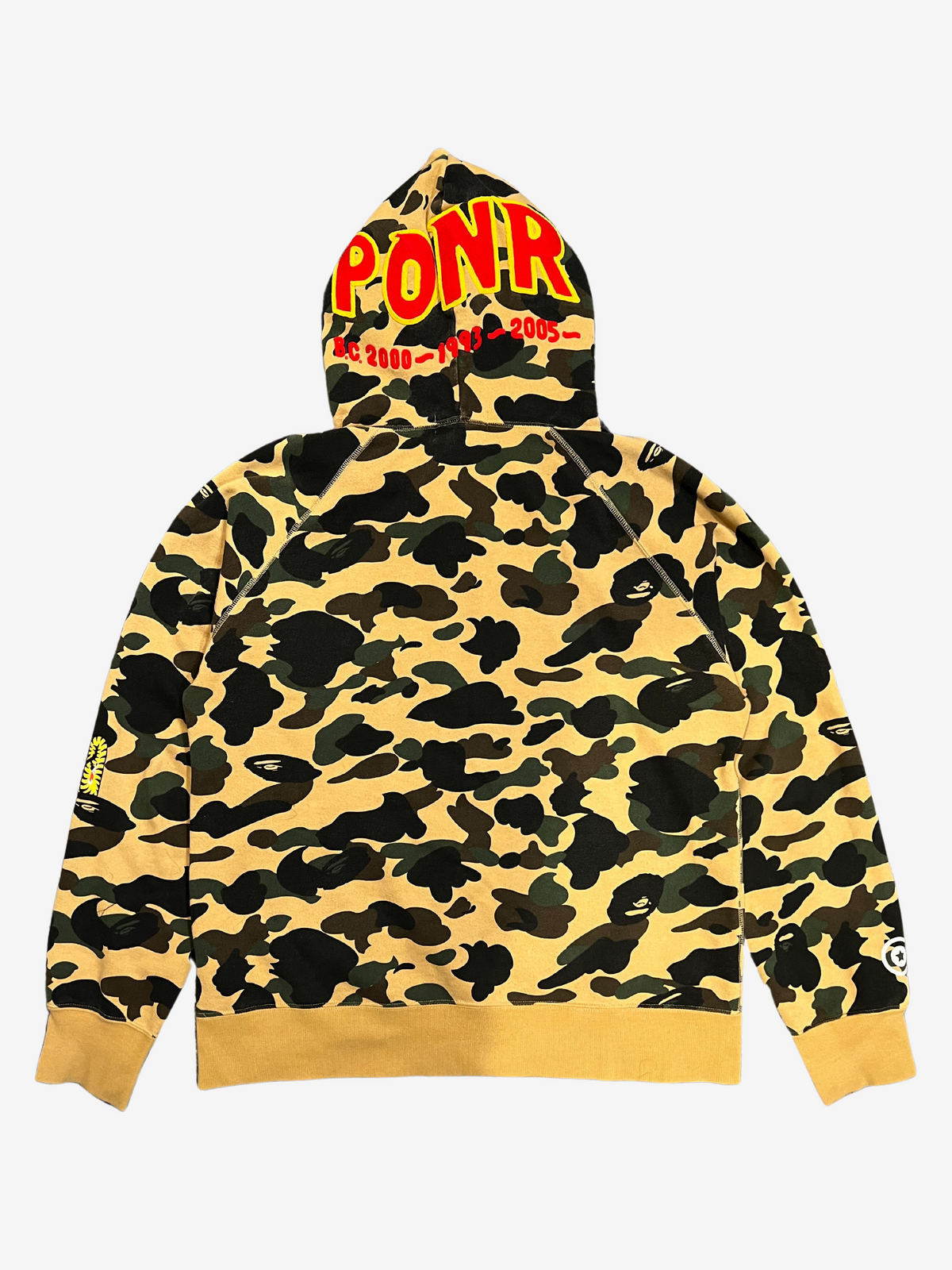 BAPE Yellow 1st Camo PONR Half Zip Up Shark Hoodie 2
