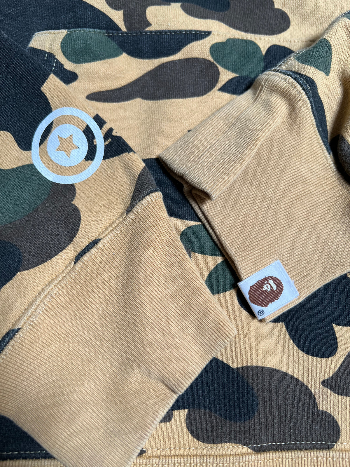 BAPE Yellow 1st Camo PONR Half Zip Up Shark Hoodie 6