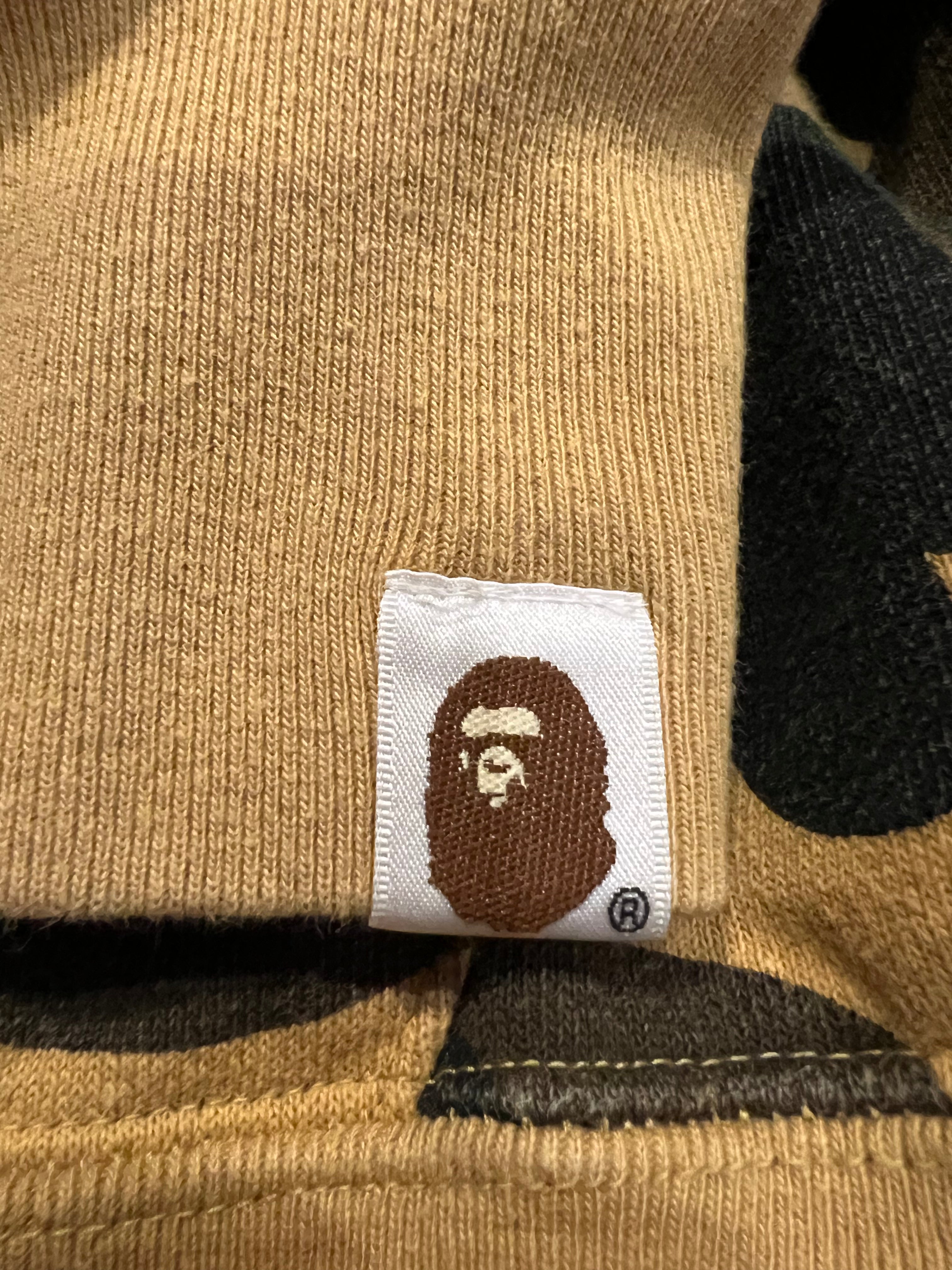 BAPE Yellow First Camo Swarovski Spellout Pullover Hoodie 4