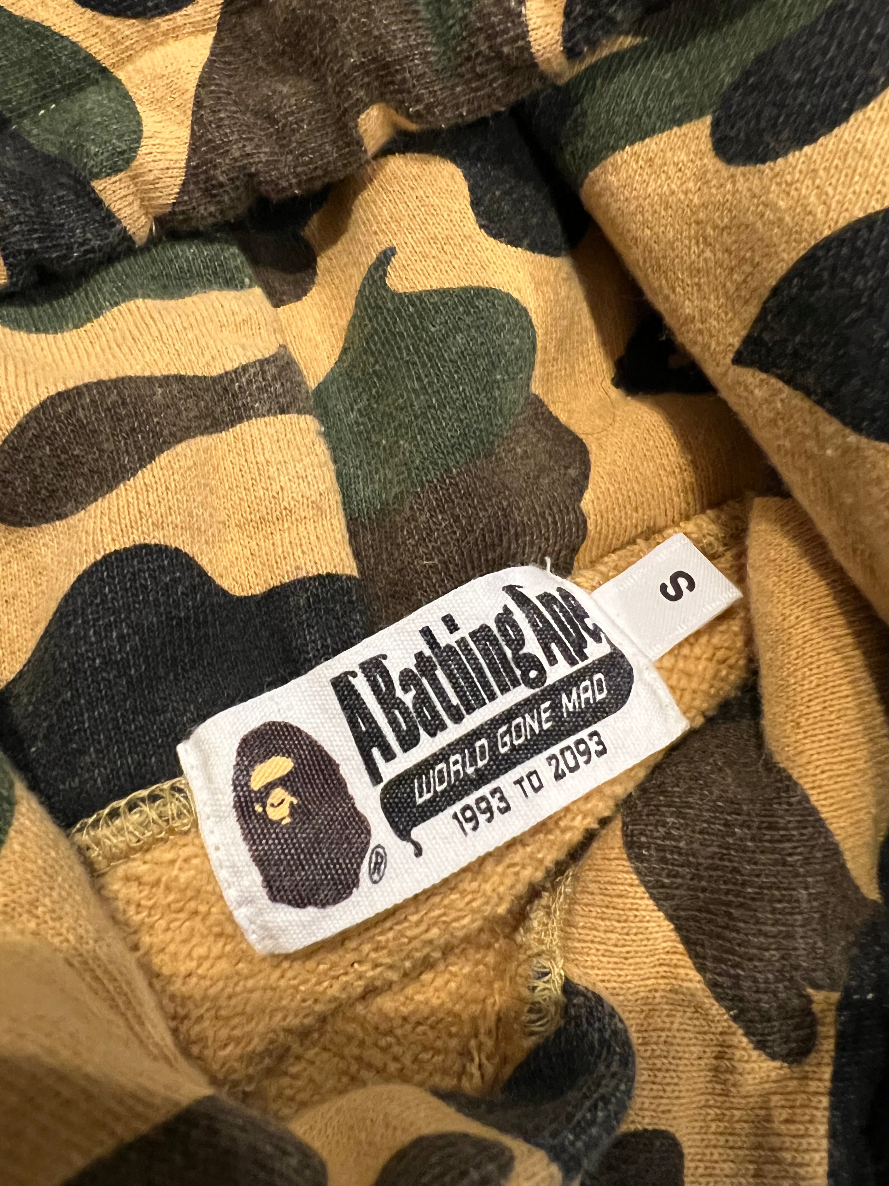 BAPE Yellow First Camo Swarovski Spellout Pullover Hoodie 6