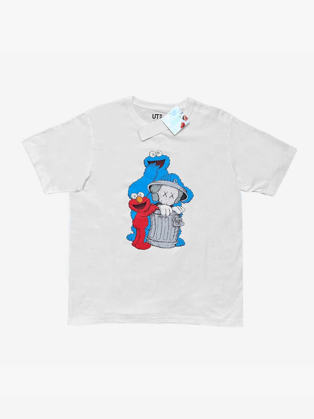 Kaws x Uniqlo x Sesame Street White Companion Trash Can T-Shirt