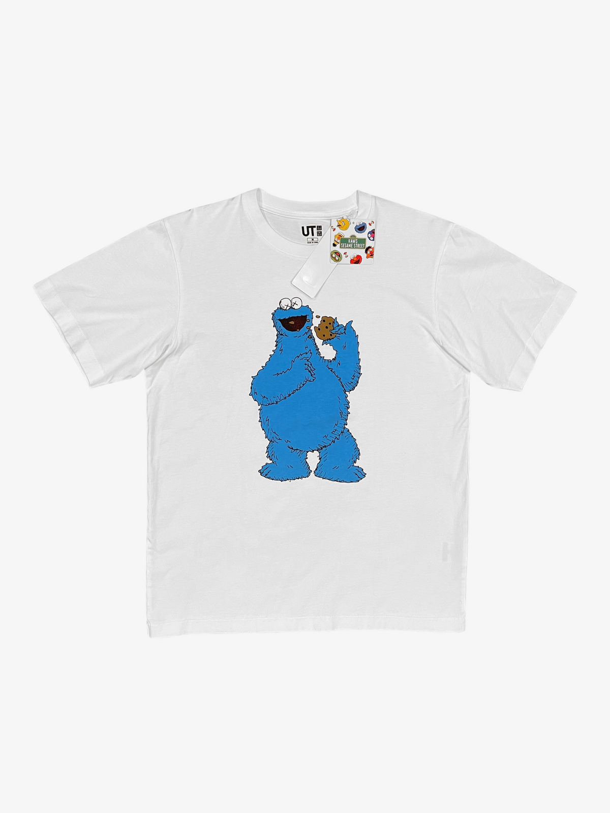 Kaws x Uniqlo x Sesame Street White Cookie Monster T-Shirt