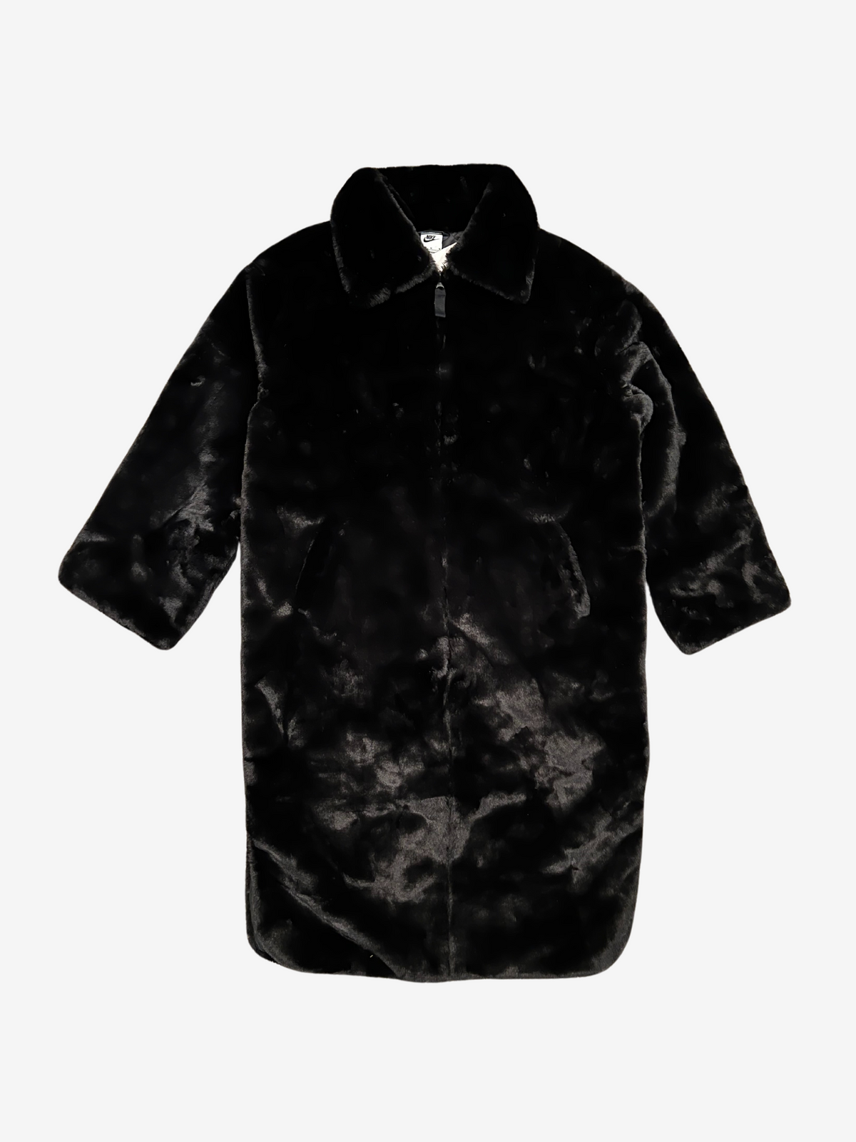 Nike Black Faux Fur Swoosh Long Coat 2