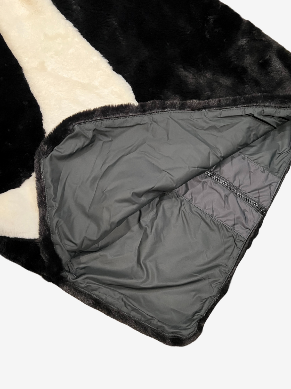 Nike Black Faux Fur Swoosh Long Coat 3