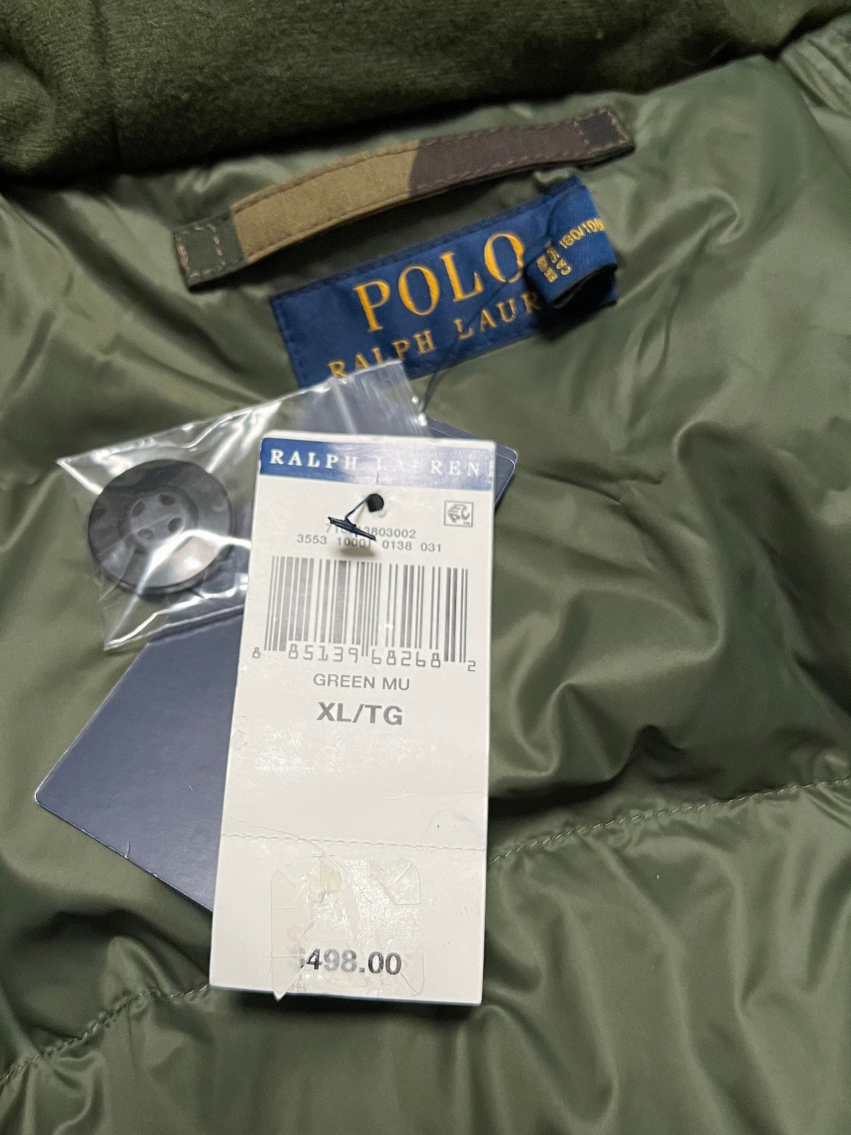 Polo Ralph Lauren Green Camo Fur Hoodie Puffer Jacket 5