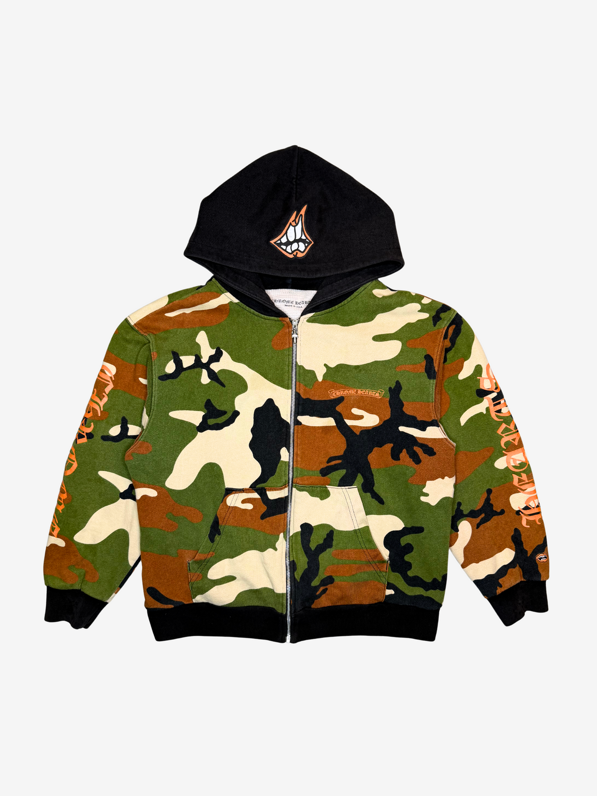x Matty Boy Green Camo Caution Thermal Zip Up Hoodie