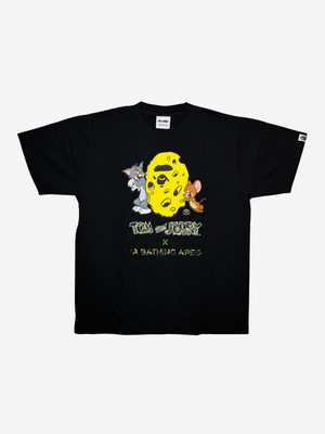 x Tom & Jerry Black Cheese Ape Head T-Shirt