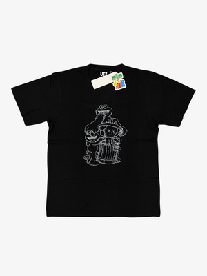 x Uniqlo x Sesame Street Black Companion Trash Can Outline T-Shirt