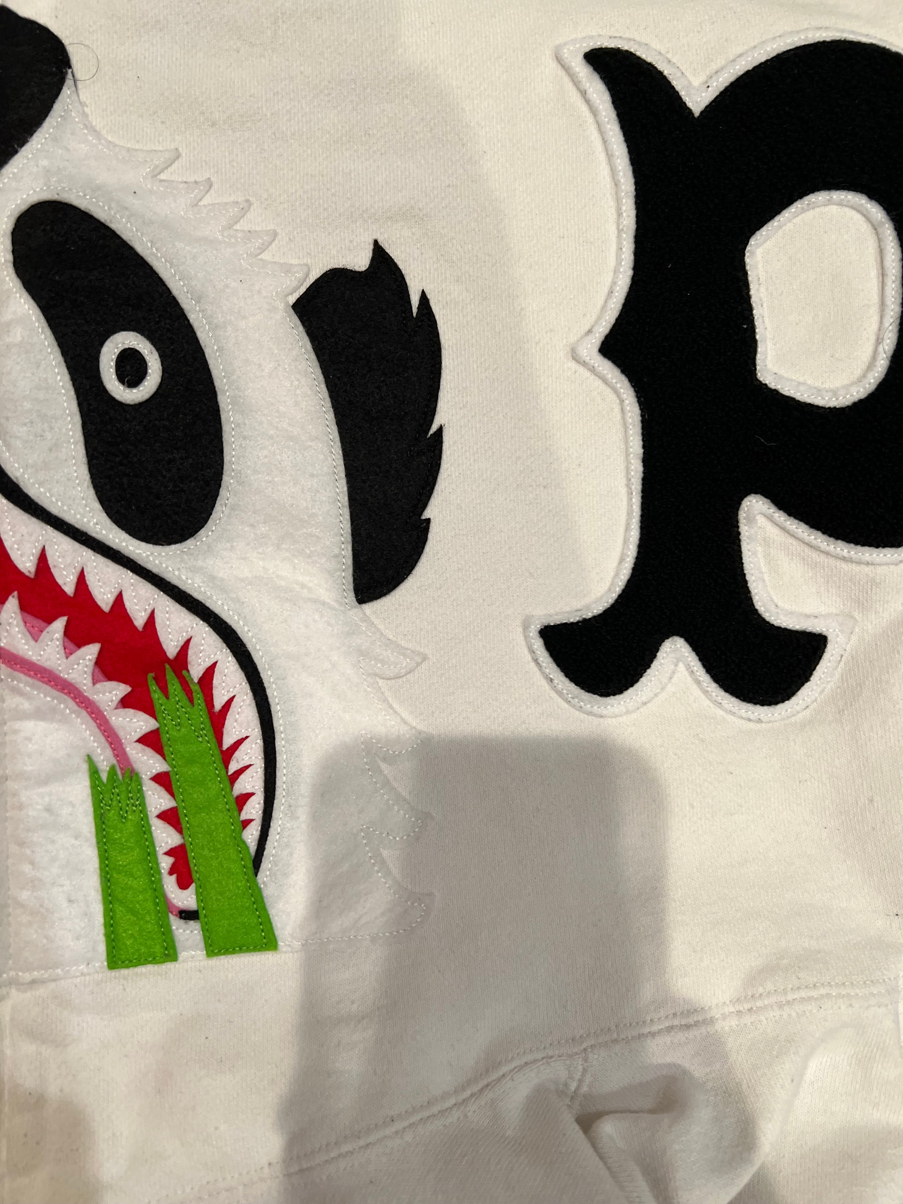 White Glow In The Dark City Camo Full Zip Up Panda Shark Hoodie