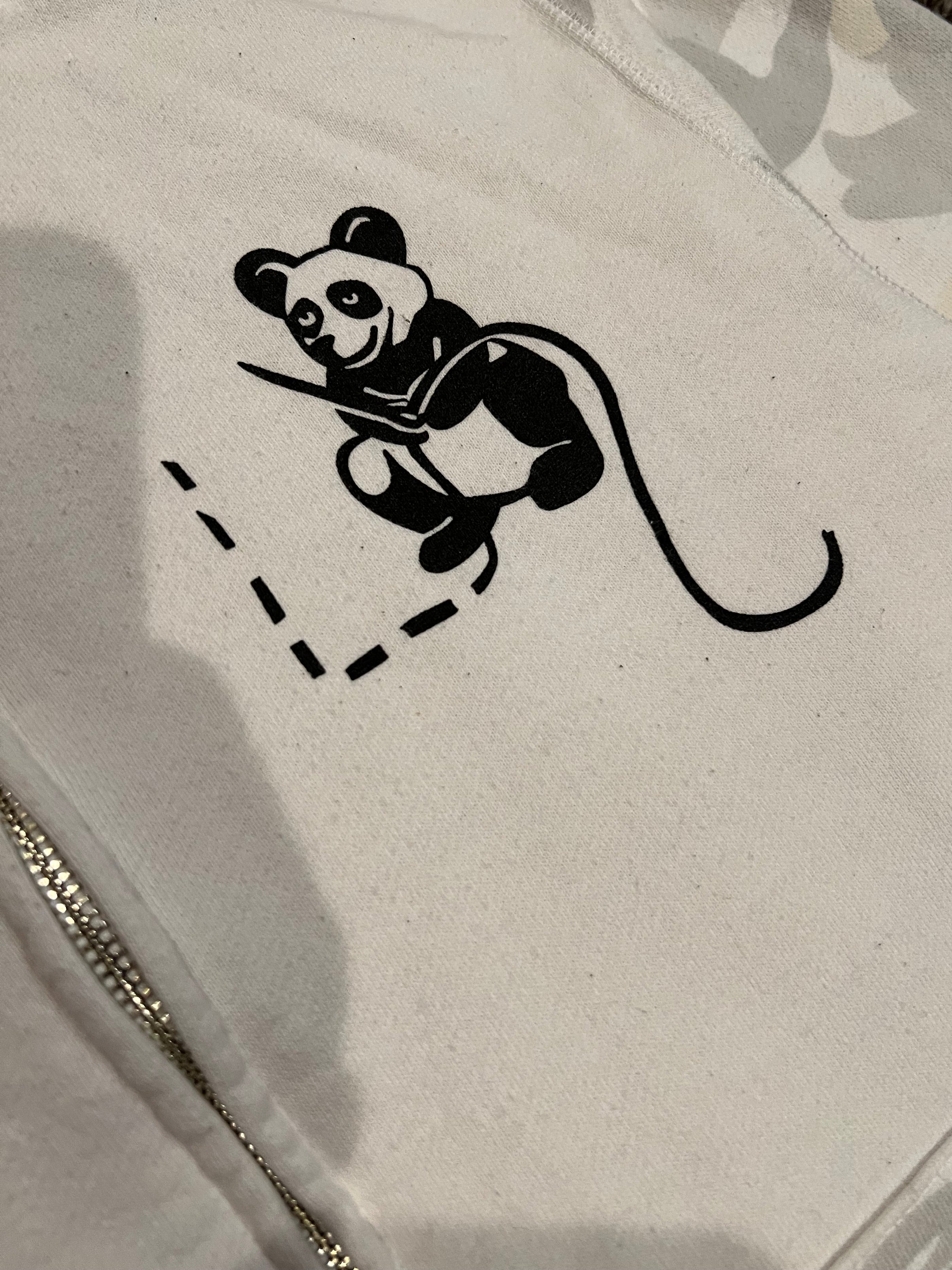 White Glow In The Dark City Camo Full Zip Up Panda Shark Hoodie