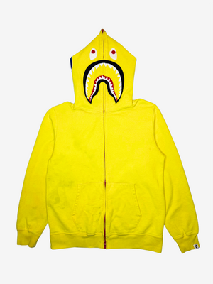 Yellow 2010 Neon Full Zip Up Shark Hoodie