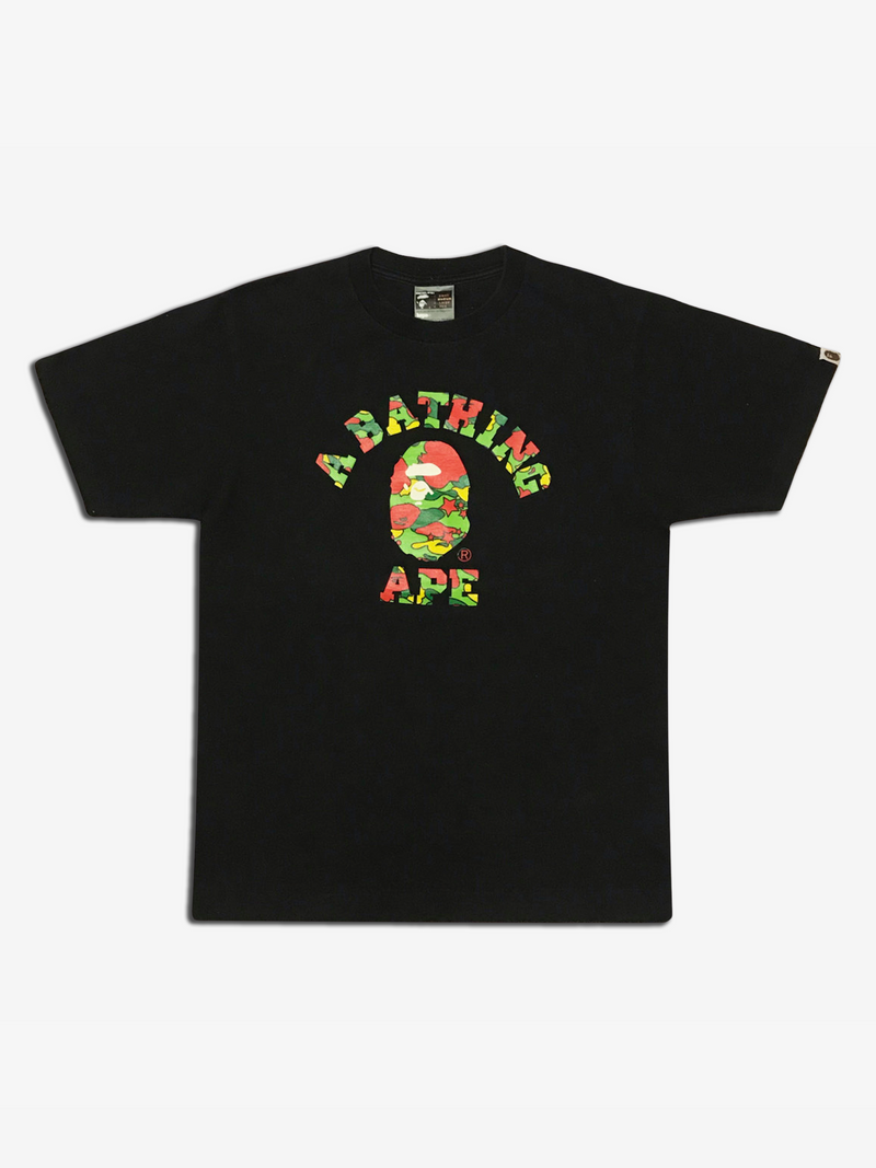 A Bathing Ape Black Psyche Camo Ape Head College T-Shirt